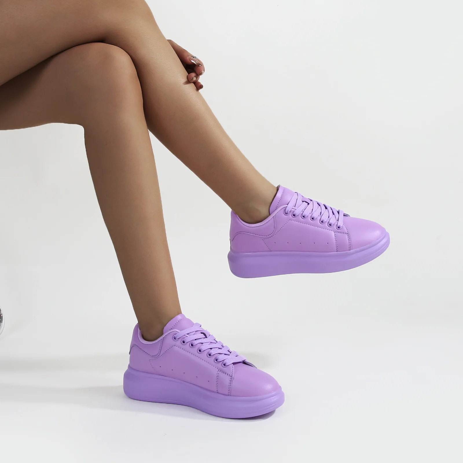 Simplicity Pure Color Platform Sneaker - Image 20