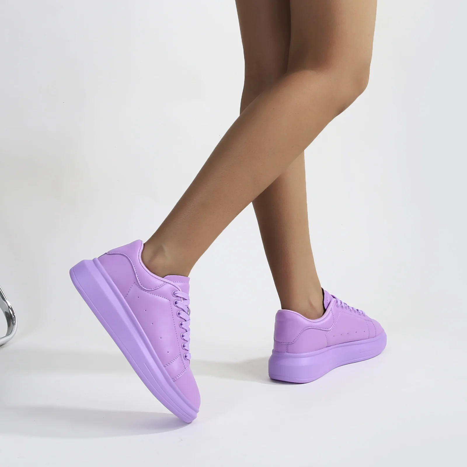 Simplicity Pure Color Platform Sneaker - Image 21