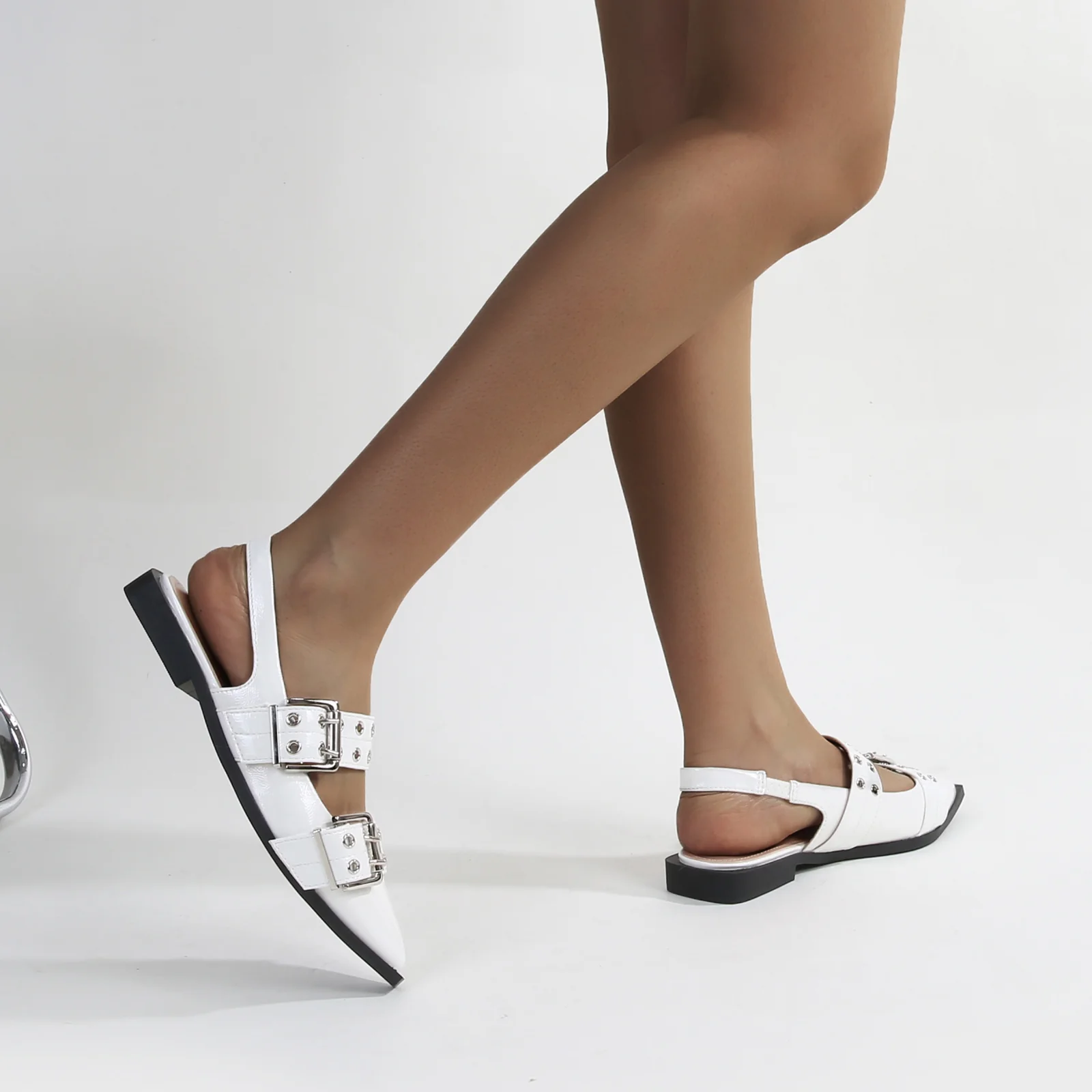 Addison Double Buckled Slingback Flats - Image 36