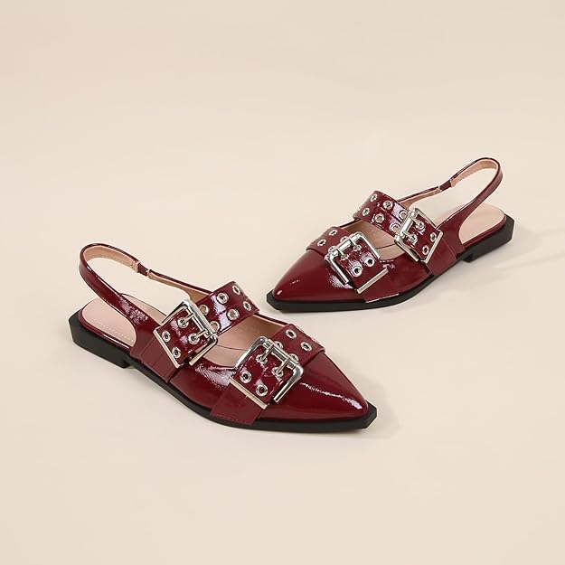 Addison Double Buckled Slingback Flats - Image 37