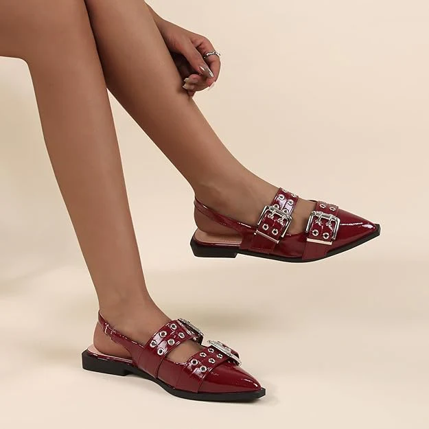 Addison Double Buckled Slingback Flats - Image 38