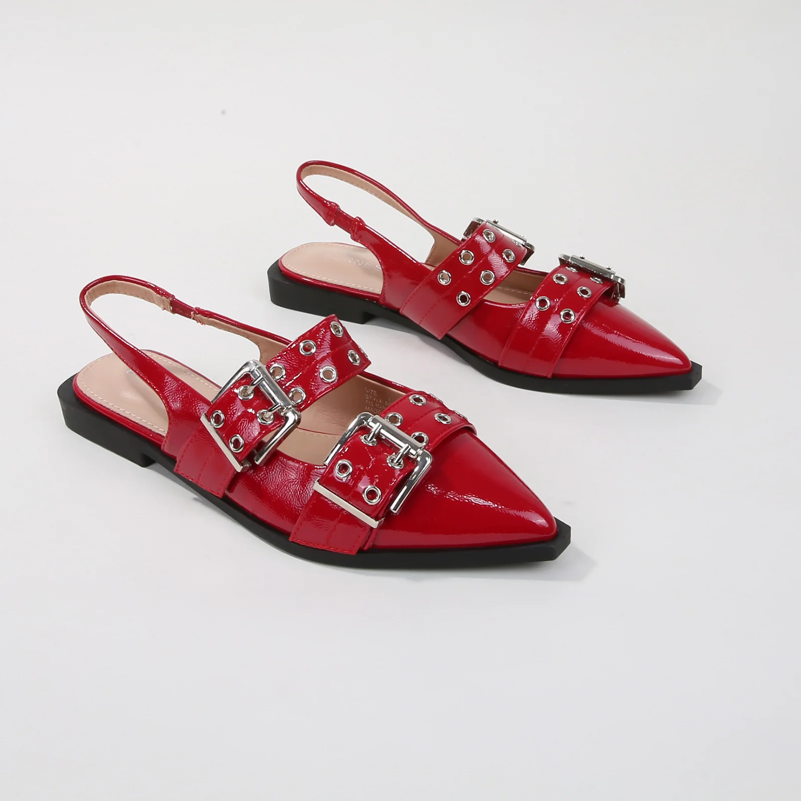 Addison Red Double Buckled Slingback Flats - Image 3