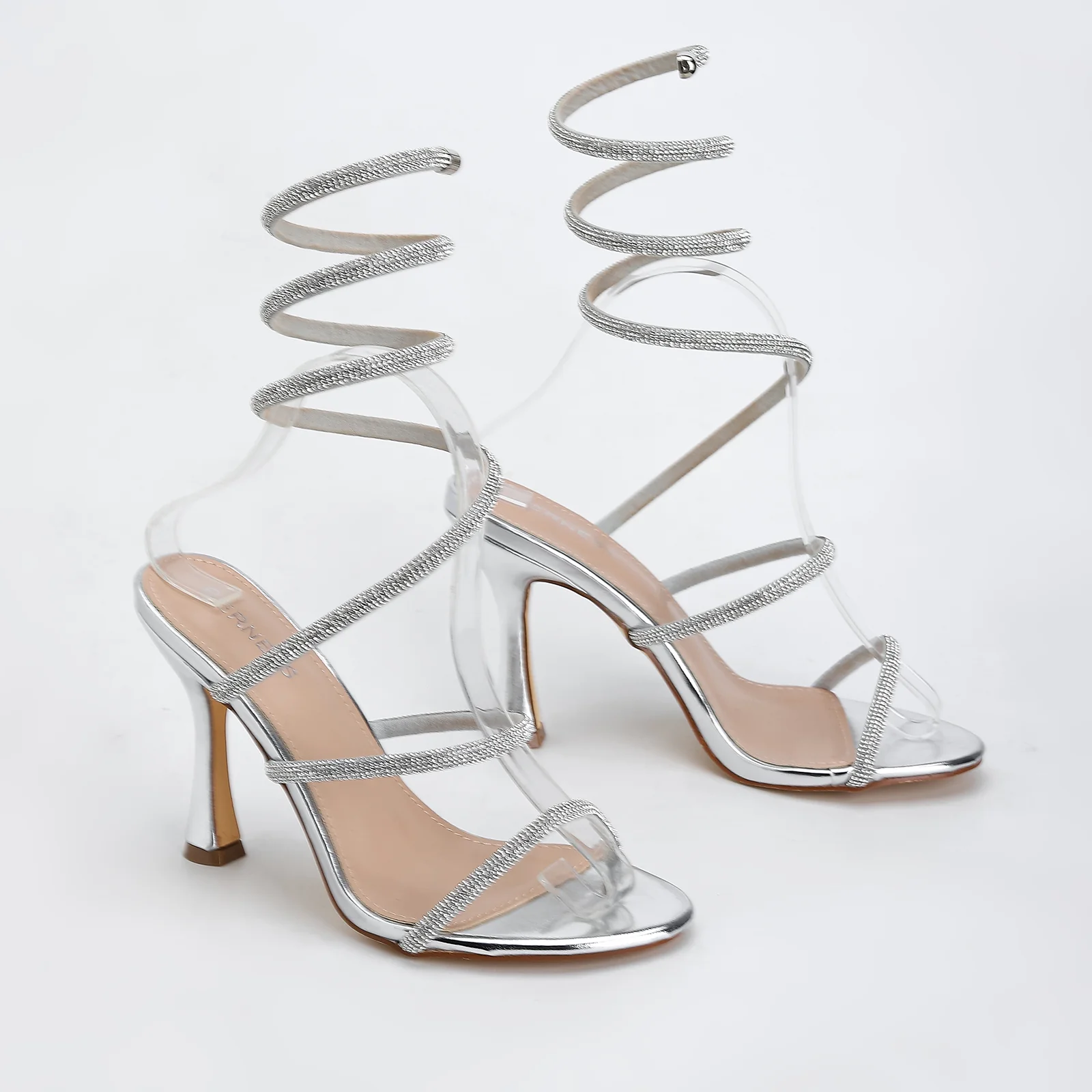 Alexandra Rhinestone Wrap Strap Heels - Image 10