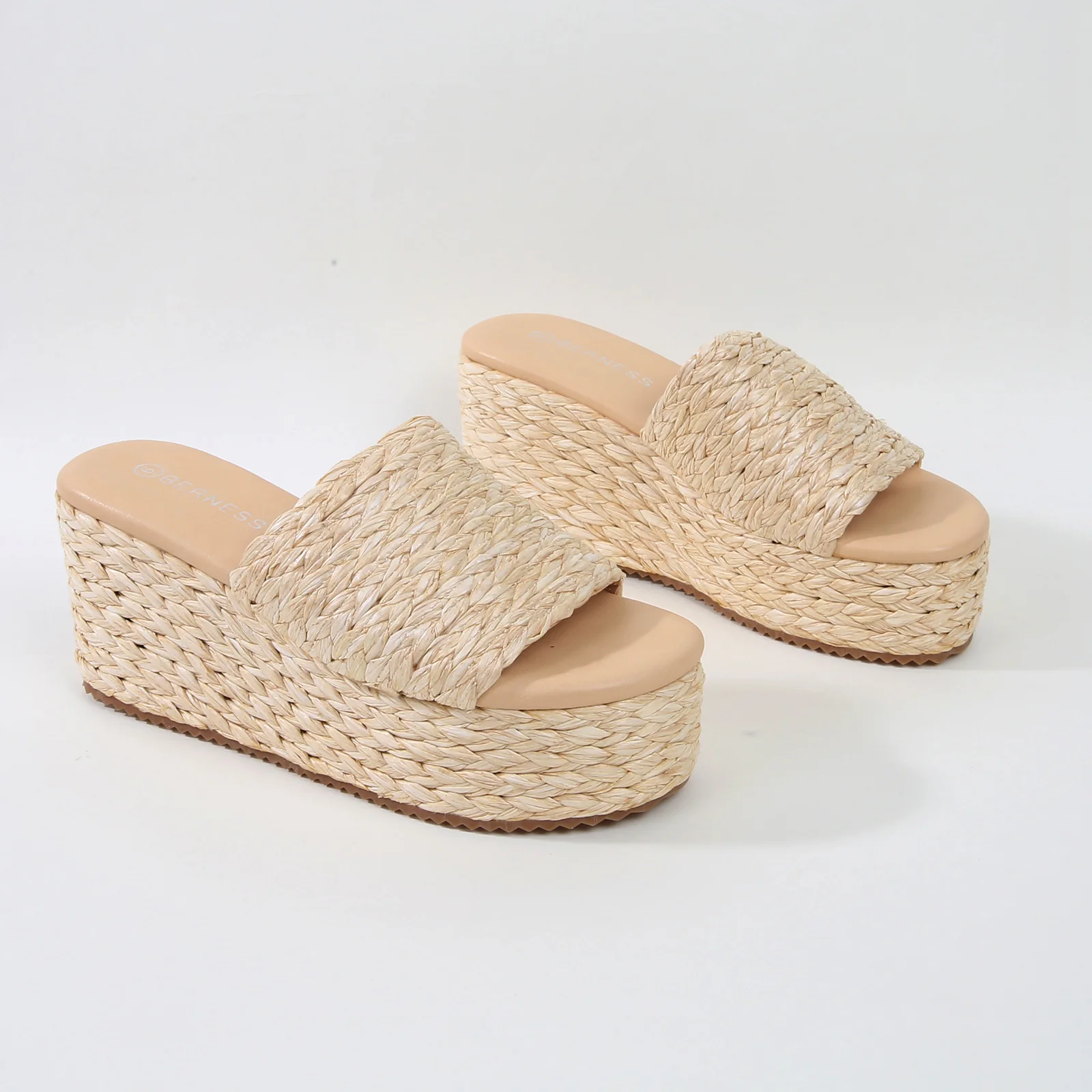 Amber Woven Raffia Platform Wedge Sandals - Image 10