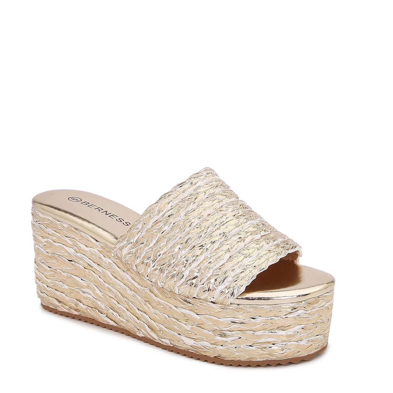 Amber Woven Raffia Platform Wedge Sandals - Image 13