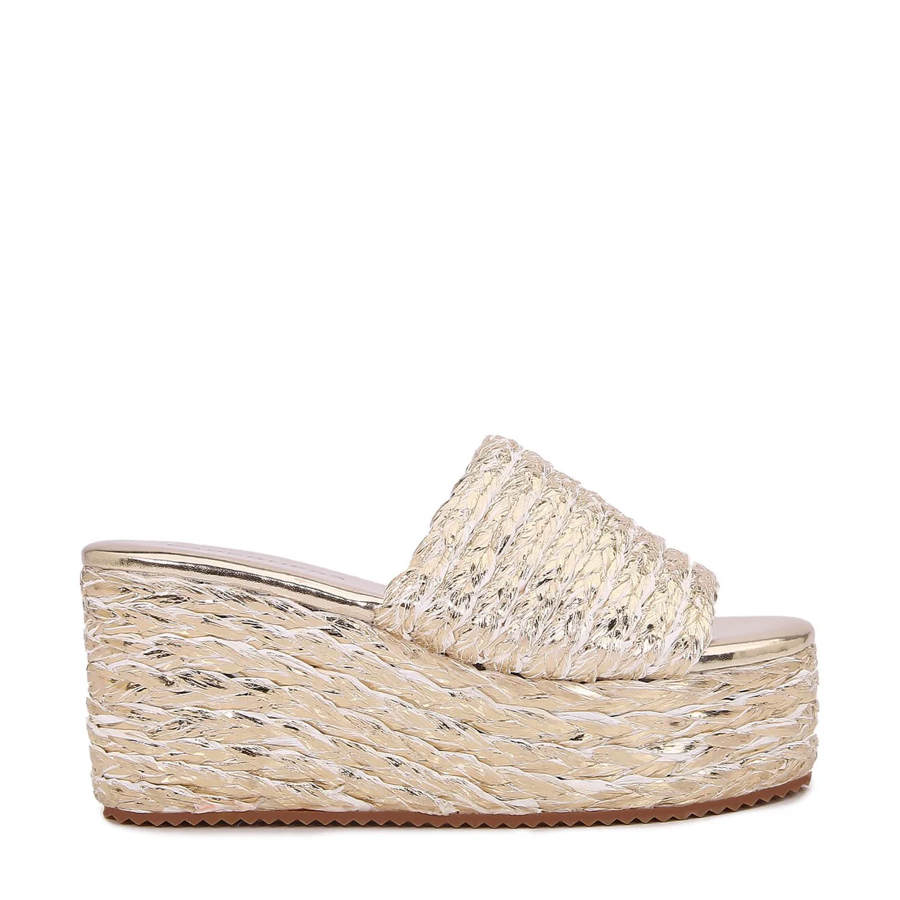 Amber Woven Raffia Platform Wedge Sandals - Image 14