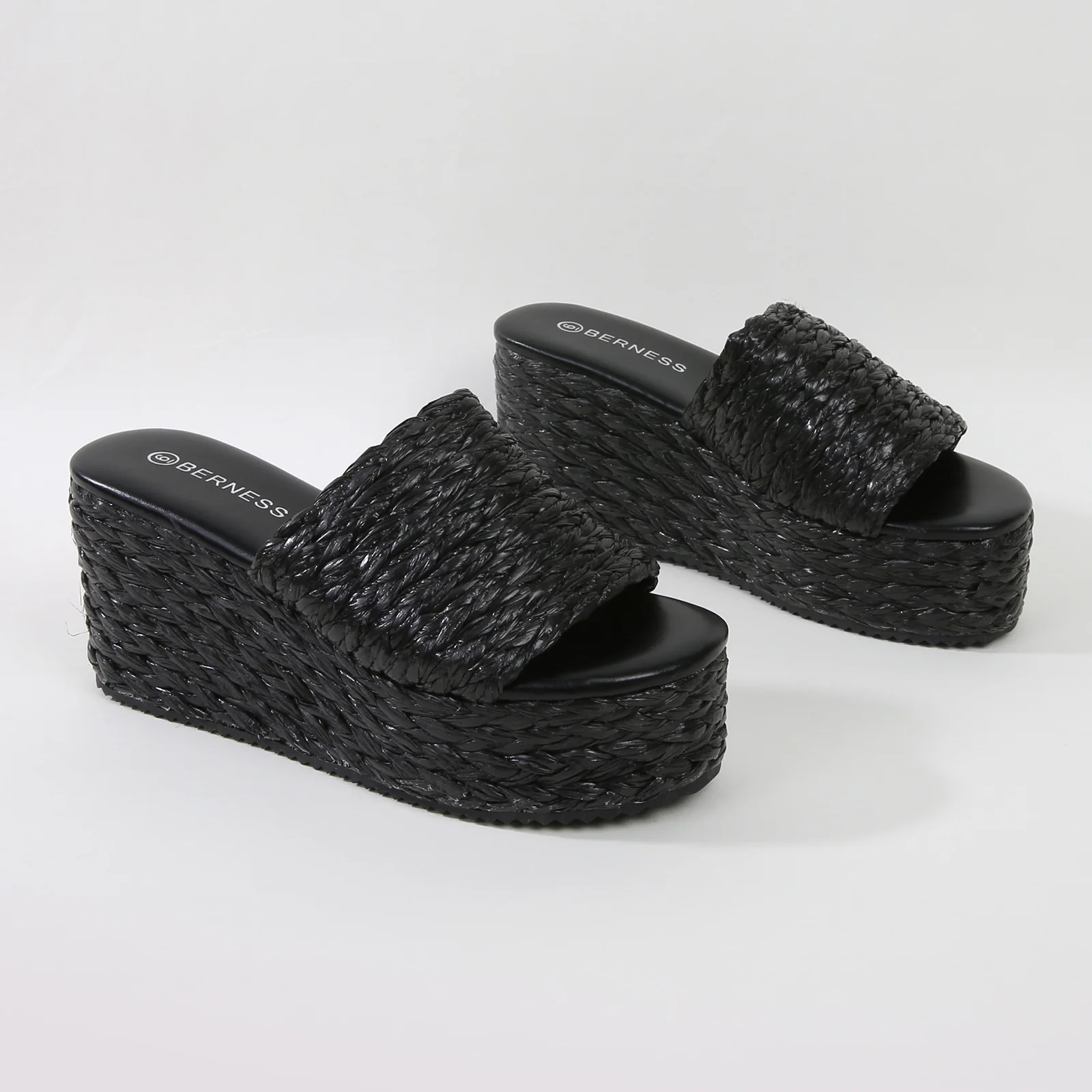 Amber Woven Raffia Platform Wedge Sandals - Image 3