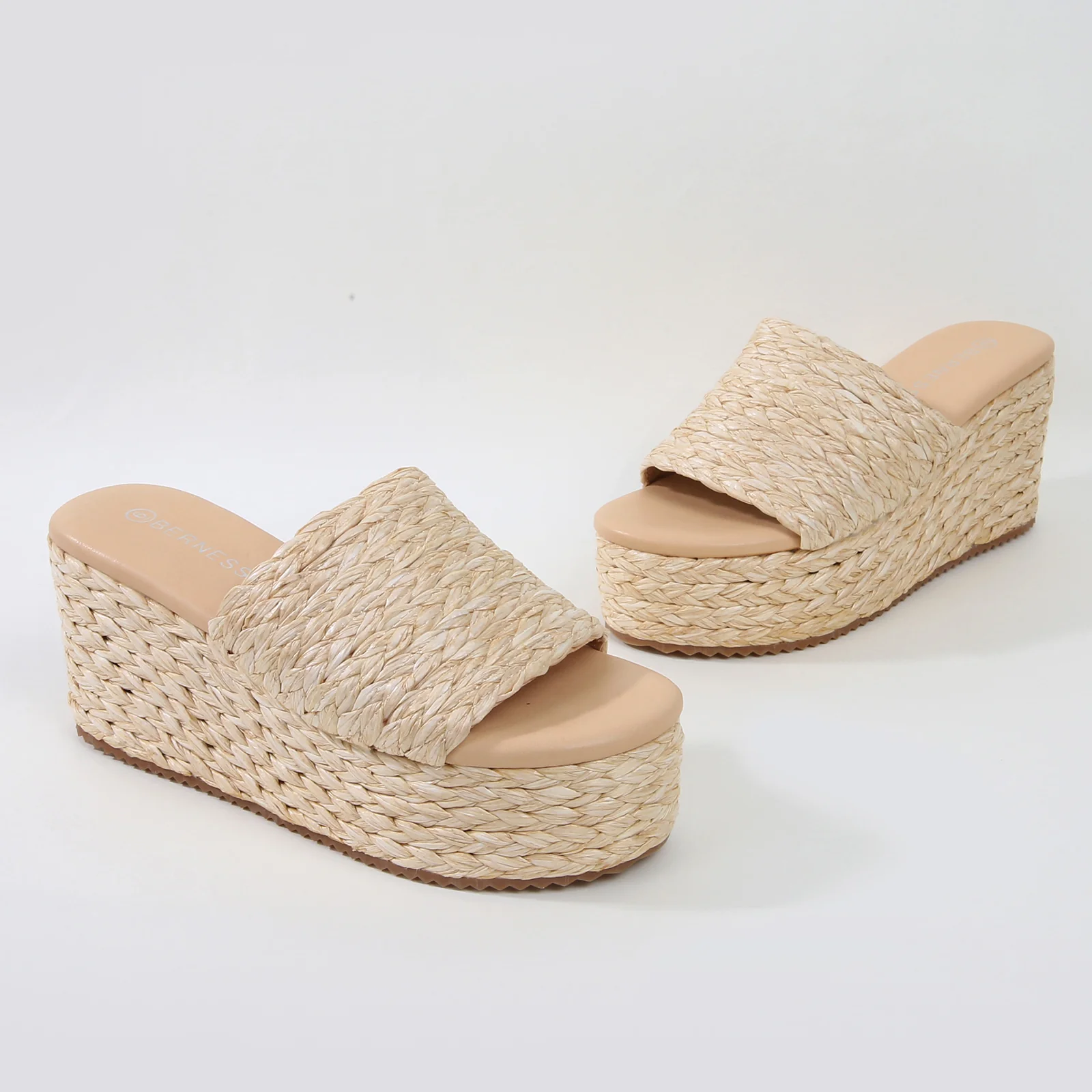 Amber Woven Raffia Platform Wedge Sandals - Image 8