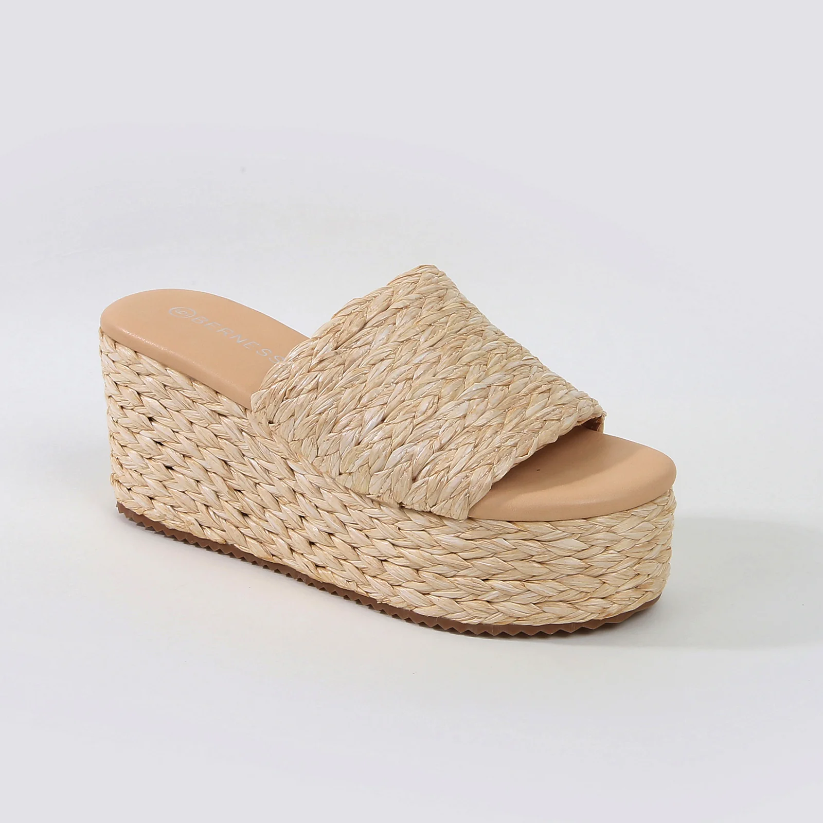 Amber Woven Raffia Platform Wedge Sandals - Image 9