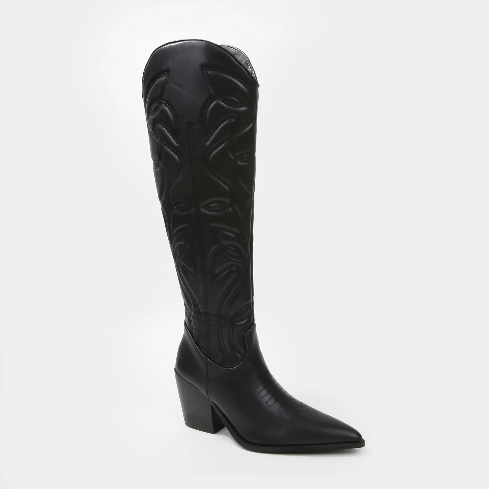 Anniston Embossed Stitching Western Knee-High Boots - Image 6