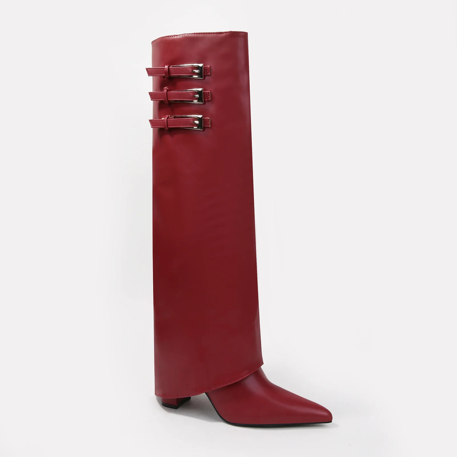 Antonia Triple-Buckle Vegan Leather Knee-High Boots - Image 11