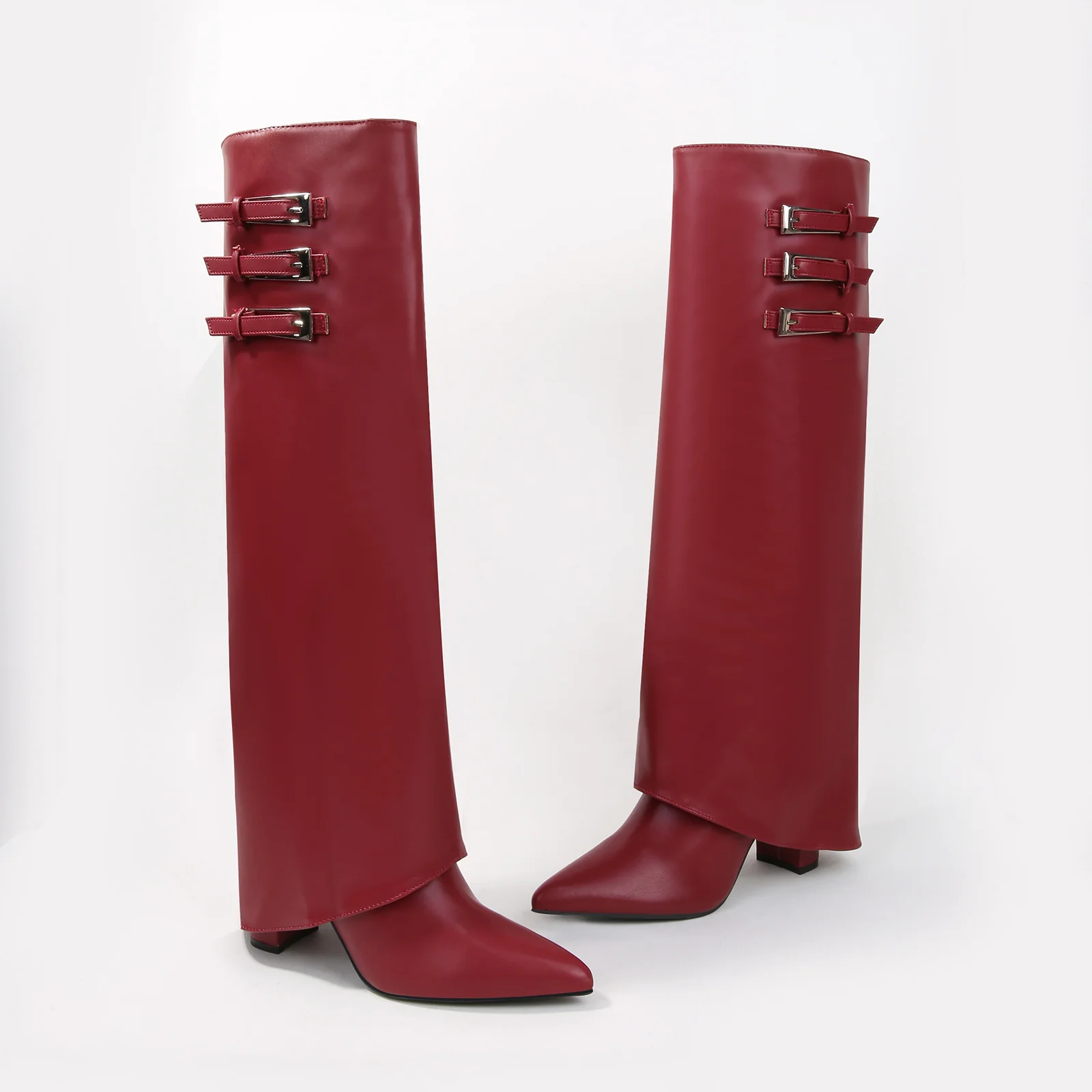 Antonia Triple-Buckle Vegan Leather Knee-High Boots - Image 12