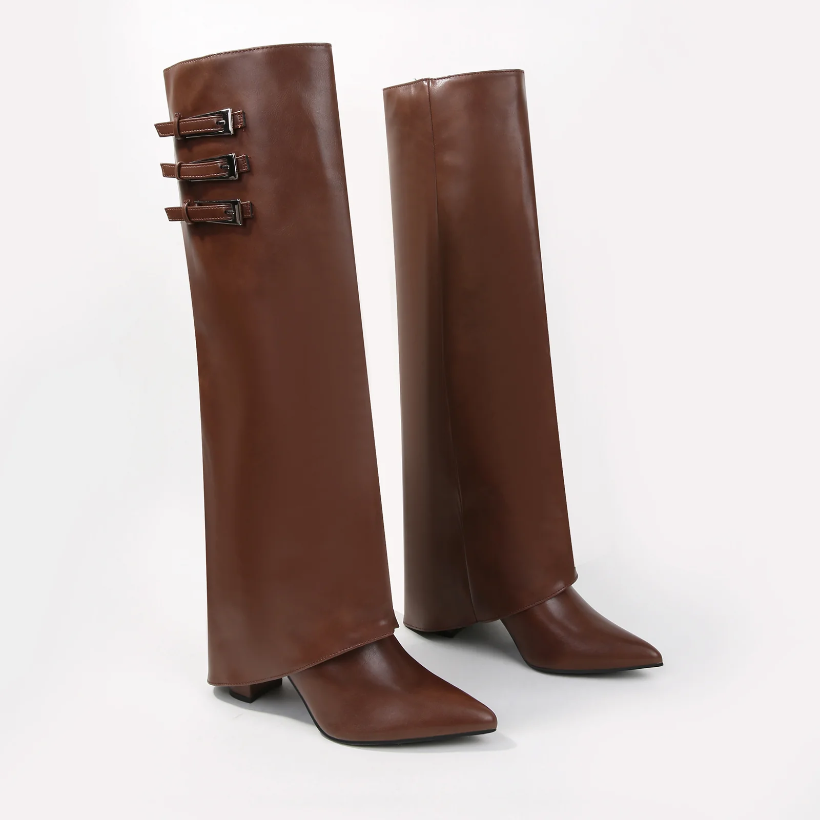 Antonia Triple-Buckle Vegan Leather Knee-High Boots - Image 7