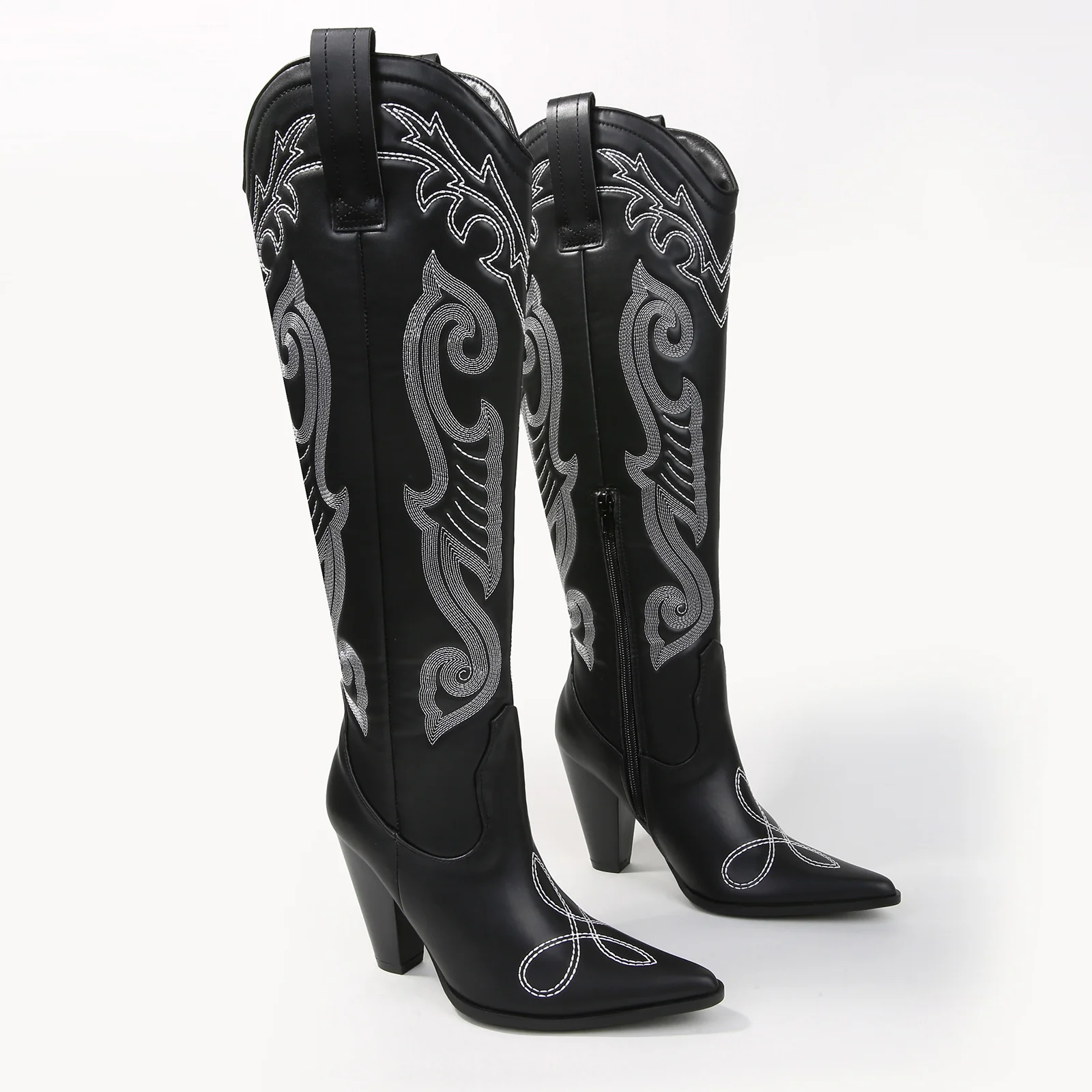 Ashley Embroidered Vegan Leather Cowboy Boots - Image 7