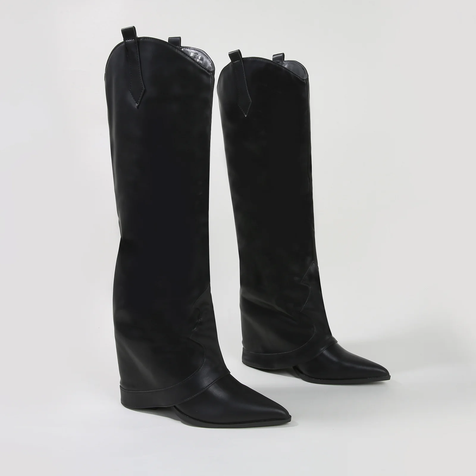 Brandy Faux Leather Foldover Knee High Boots - Image 3