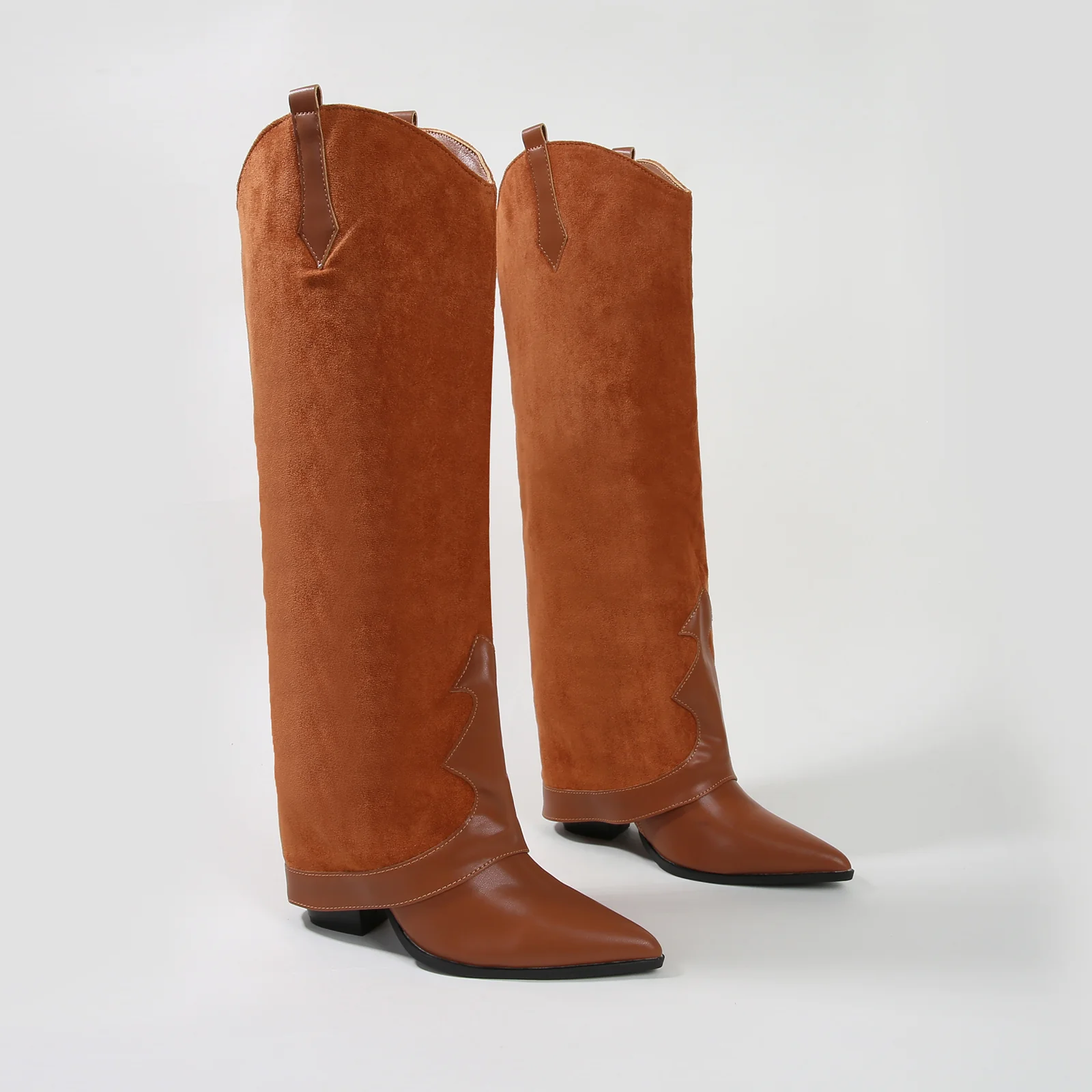 Brandy Suedette Foldover Knee High Boots - Image 10