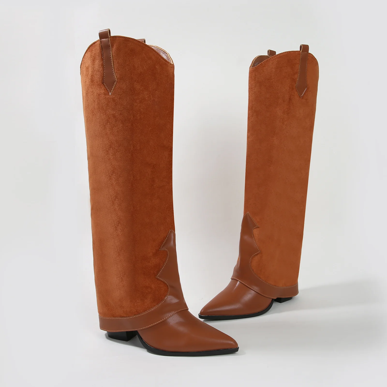 Brandy Suedette Foldover Knee High Boots - Image 11