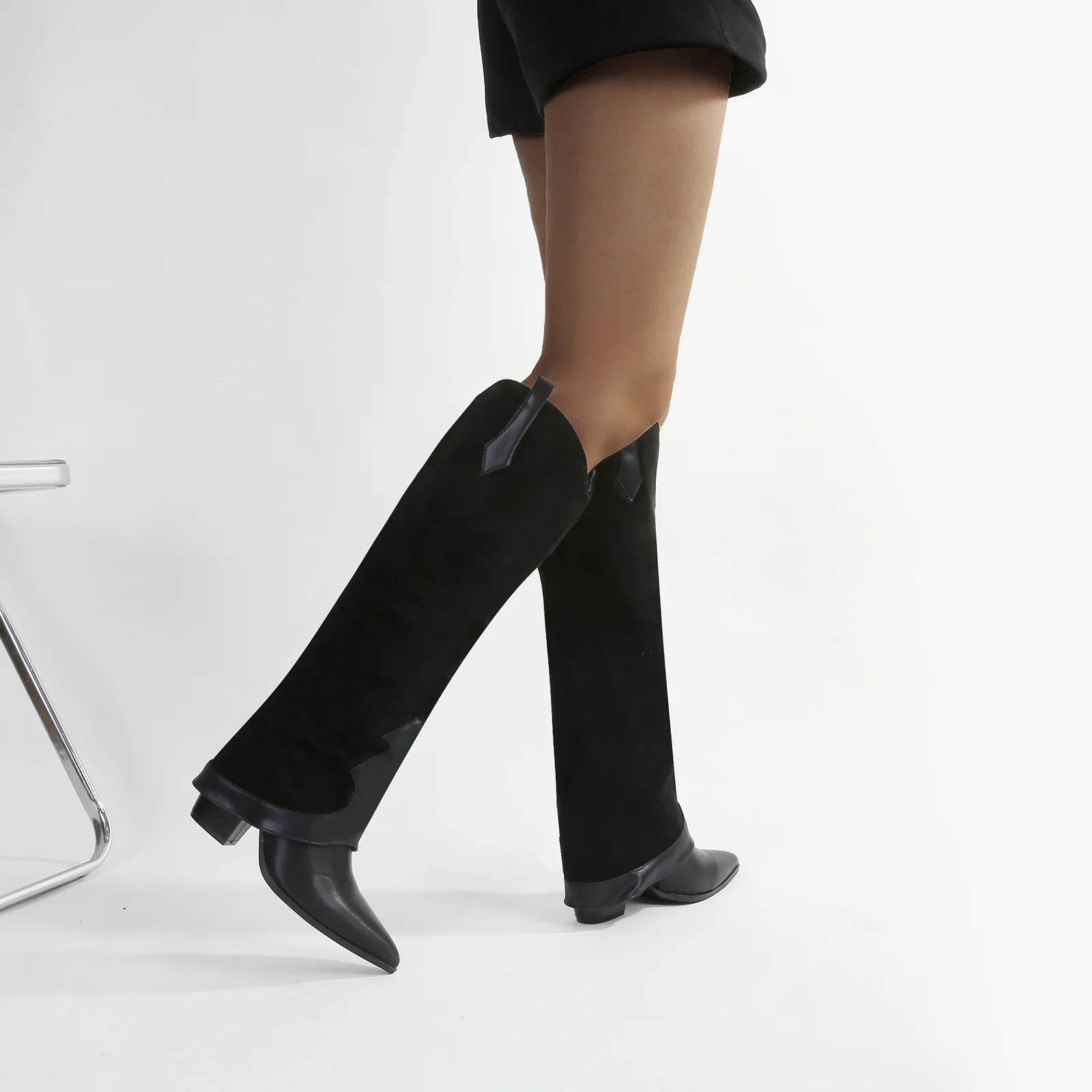 Brandy Suedette Foldover Knee High Boots - Image 6