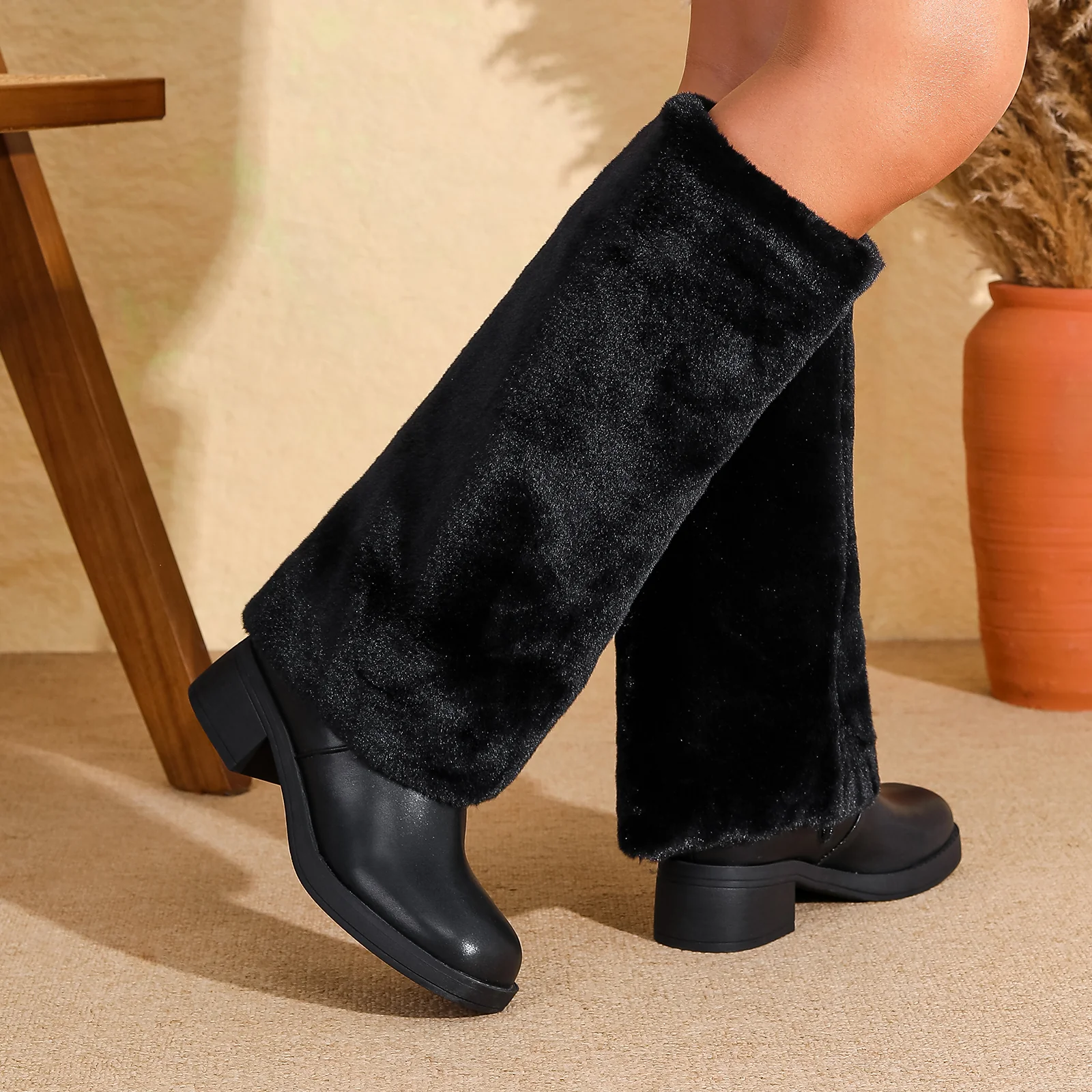 Bronco Faux Fur Knee-High Shearling Boots - Image 10