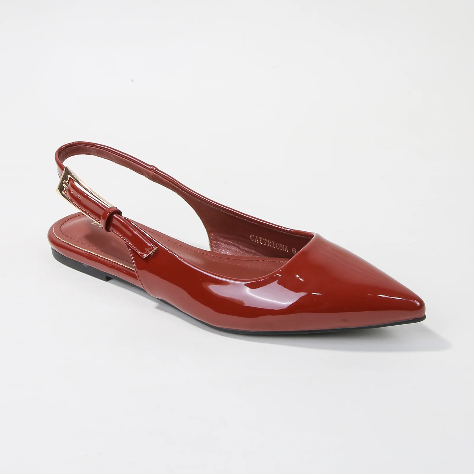 Caitriona Glossy Pointed Toe Slingback Flats - Image 10