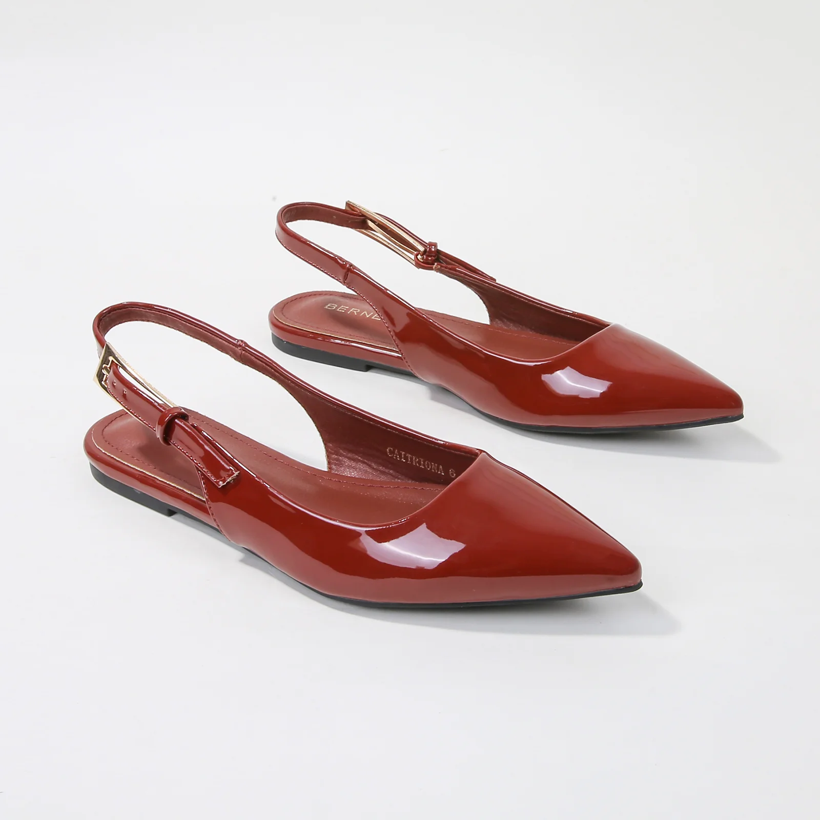 Caitriona Glossy Pointed Toe Slingback Flats - Image 11