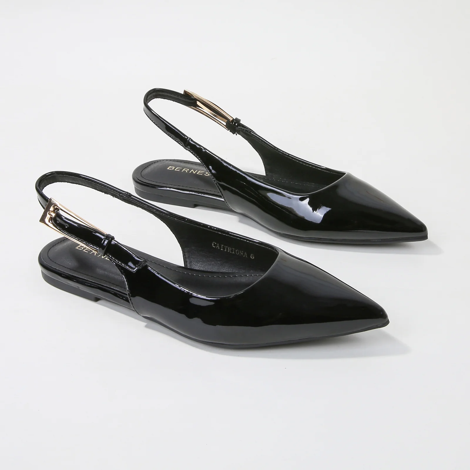 Caitriona Glossy Pointed Toe Slingback Flats - Image 14