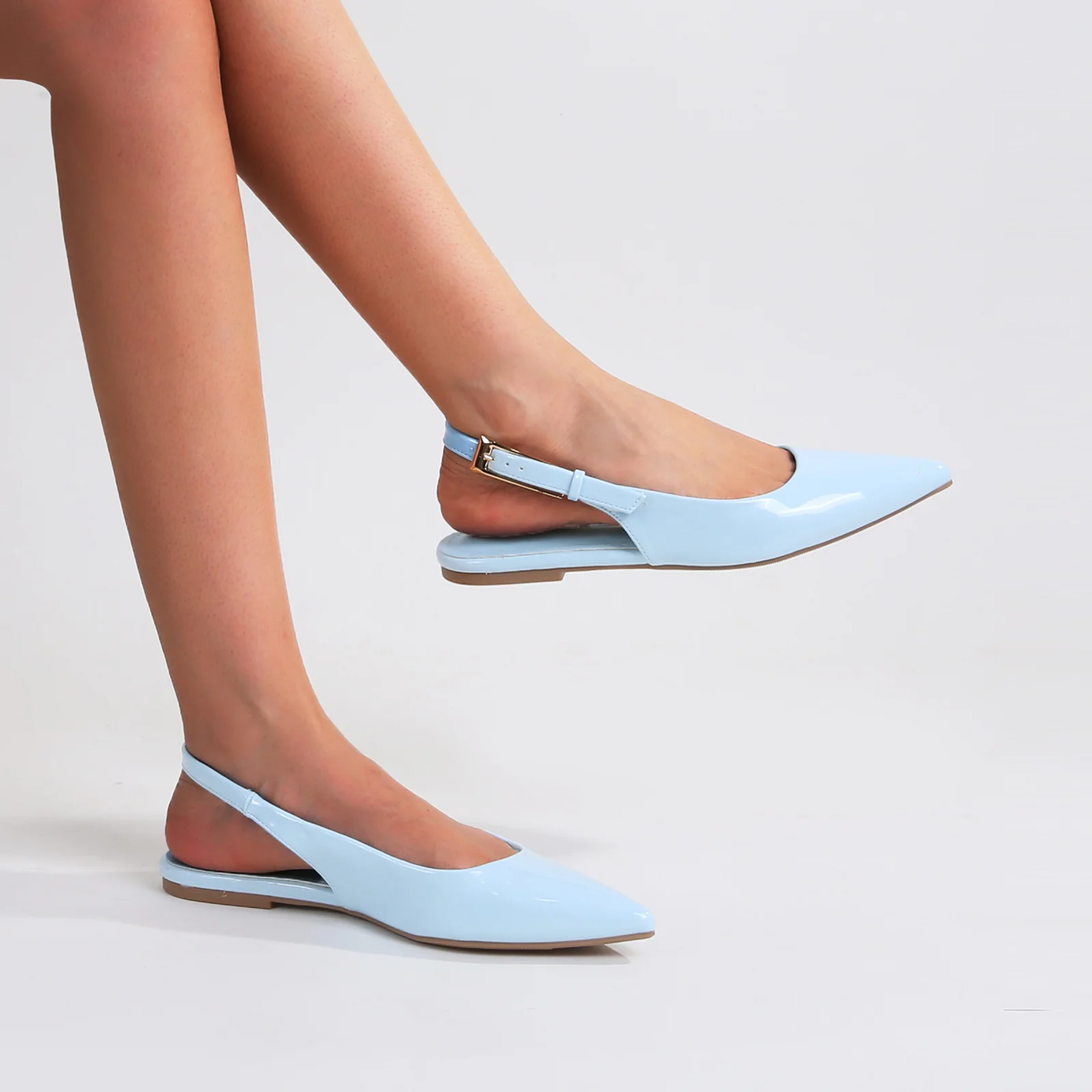 Caitriona Glossy Pointed Toe Slingback Flats - Image 18