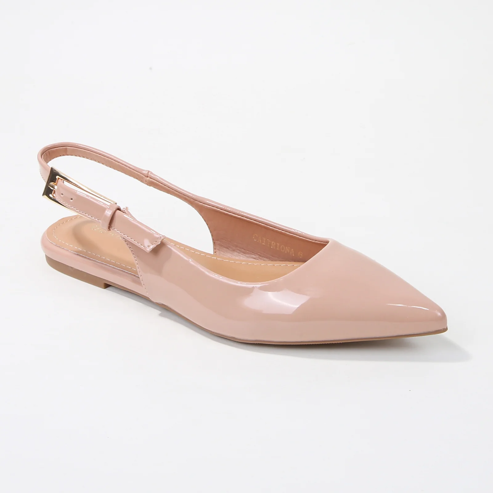Caitriona Glossy Pointed Toe Slingback Flats - Image 4