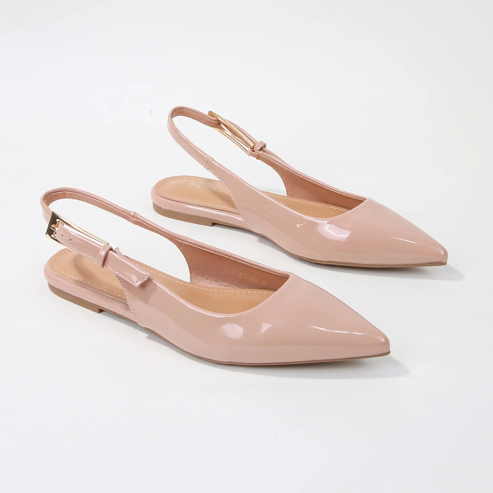 Caitriona Glossy Pointed Toe Slingback Flats - Image 5