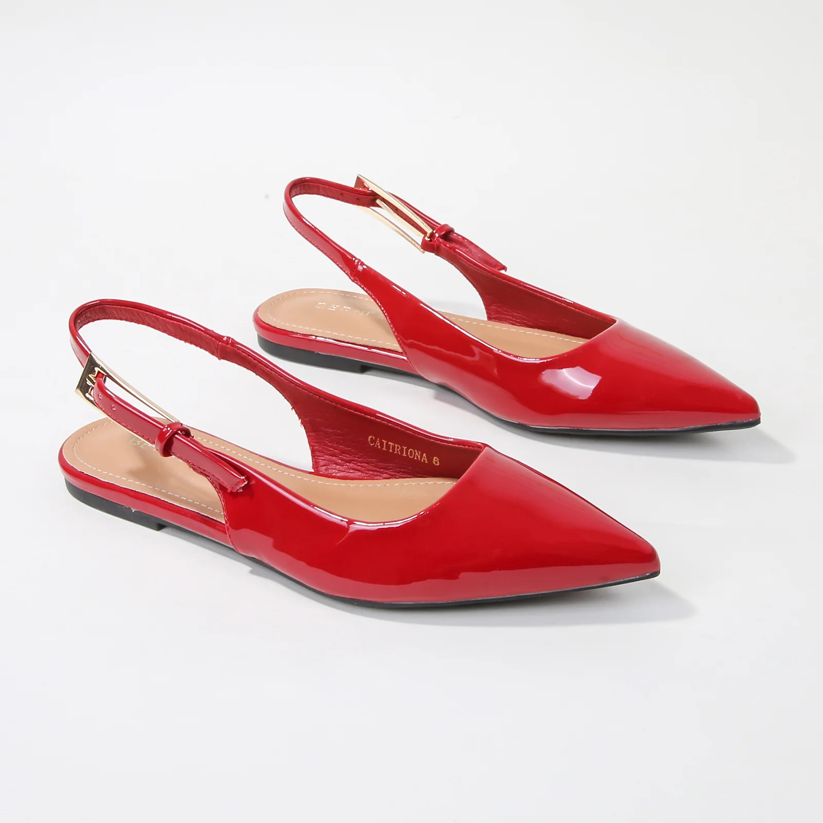 Caitriona Glossy Pointed Toe Slingback Flats - Image 8