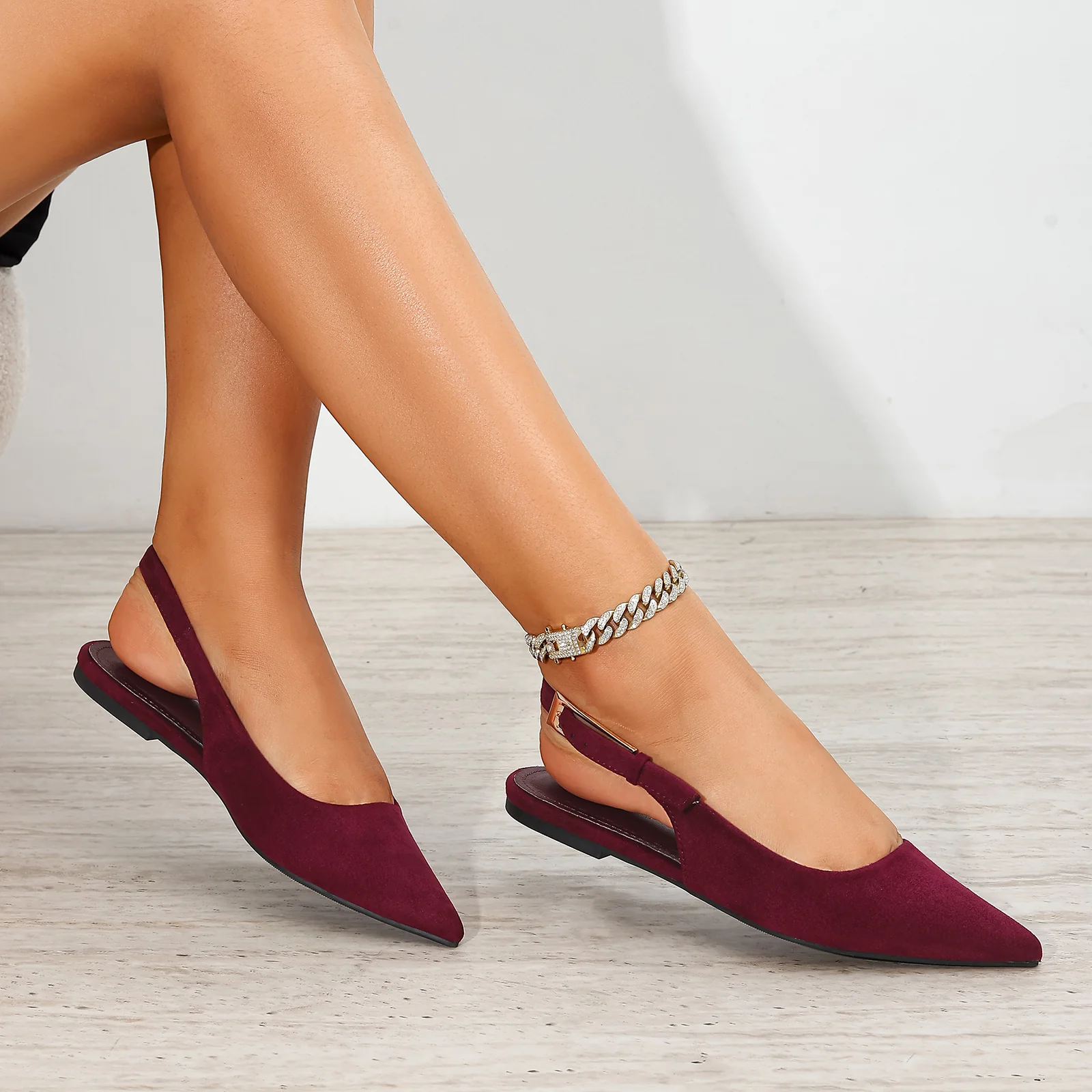 Caitriona Suede Pointed Slingback Flats - Image 15