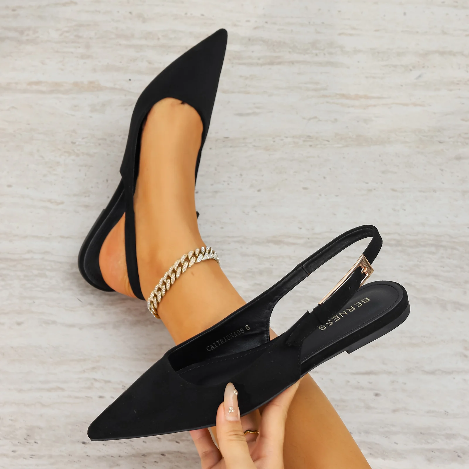 Caitriona Suede Pointed Slingback Flats - Image 6