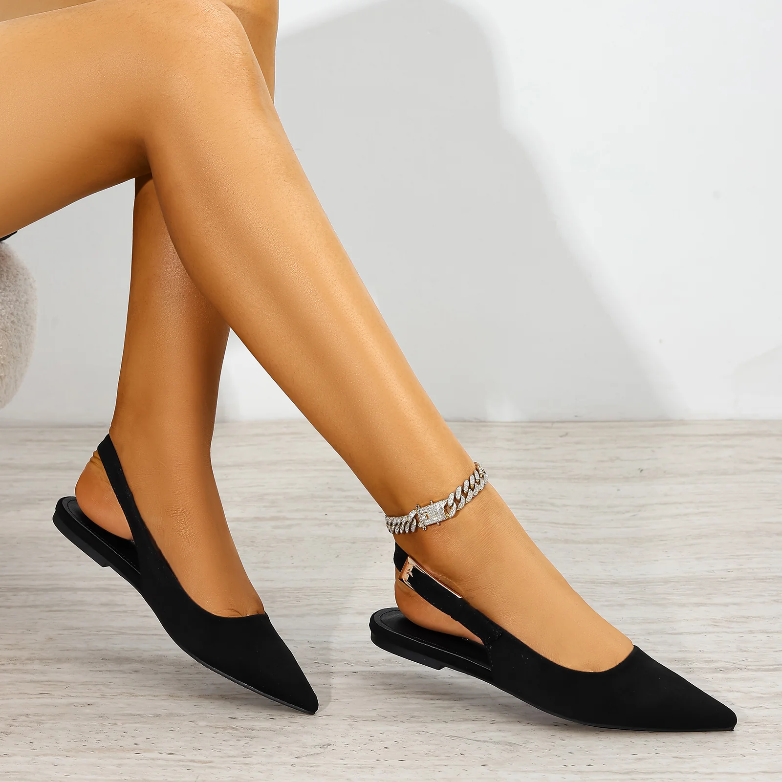 Caitriona Suede Pointed Slingback Flats - Image 7