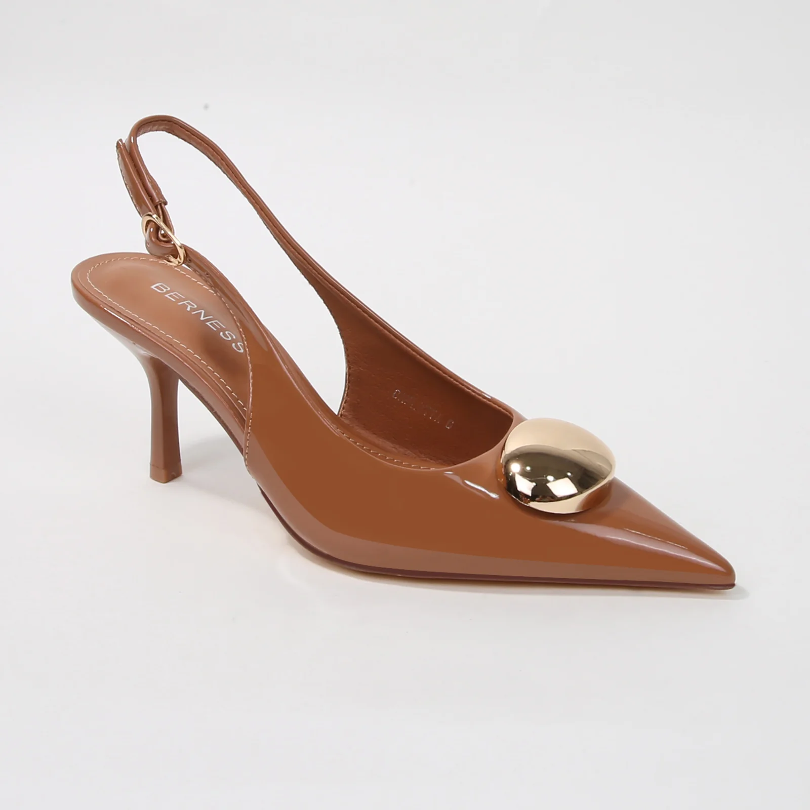 Carlotta Patent Slingback Heels with Gold Dome Accent - Image 11