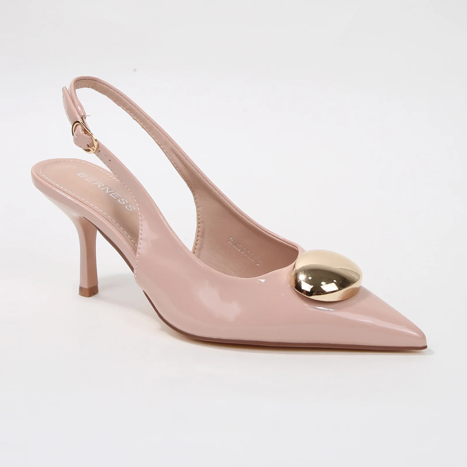 Carlotta Patent Slingback Heels with Gold Dome Accent - Image 16