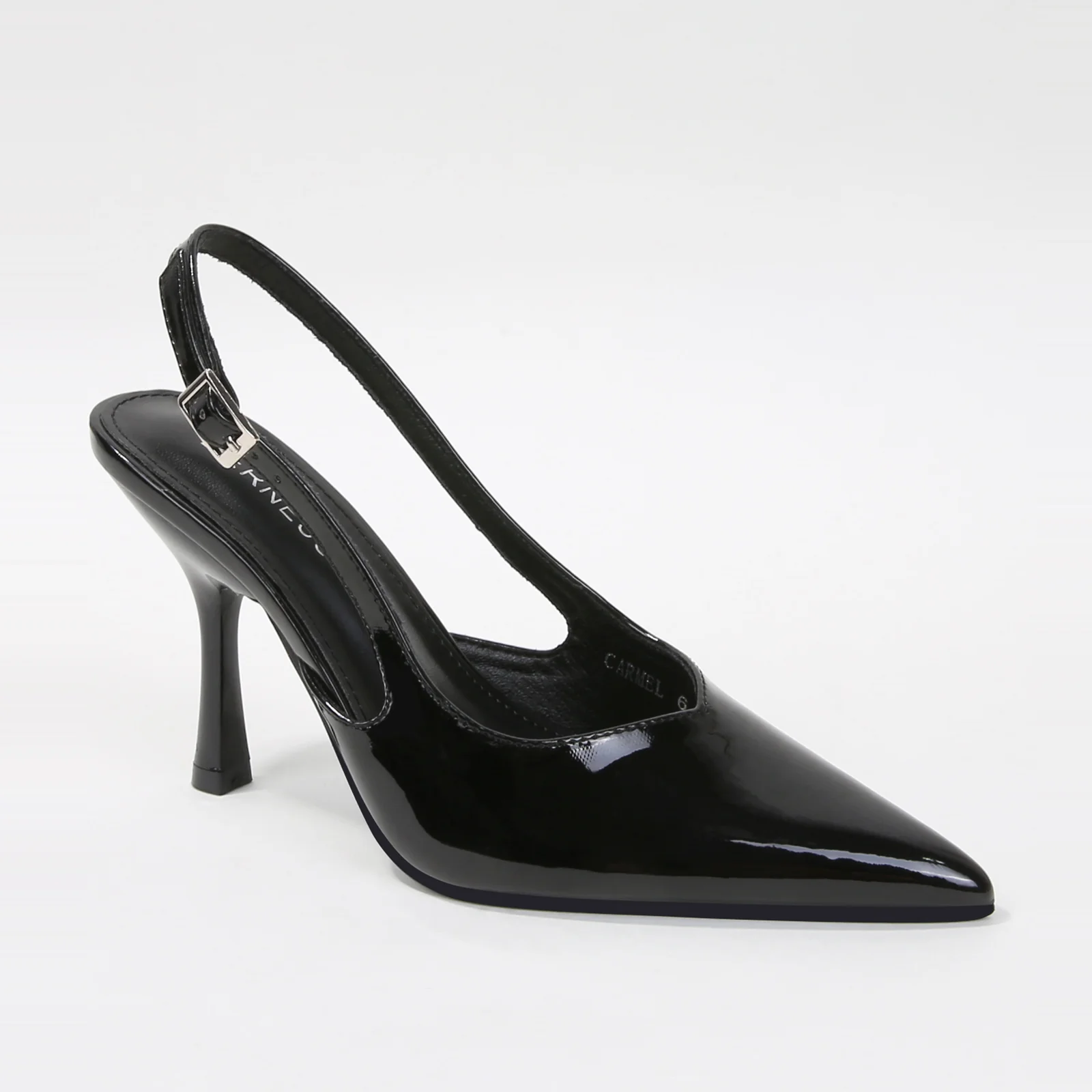 Carmel Patent Pointed Toe Stiletto Slingback Heels - Image 5
