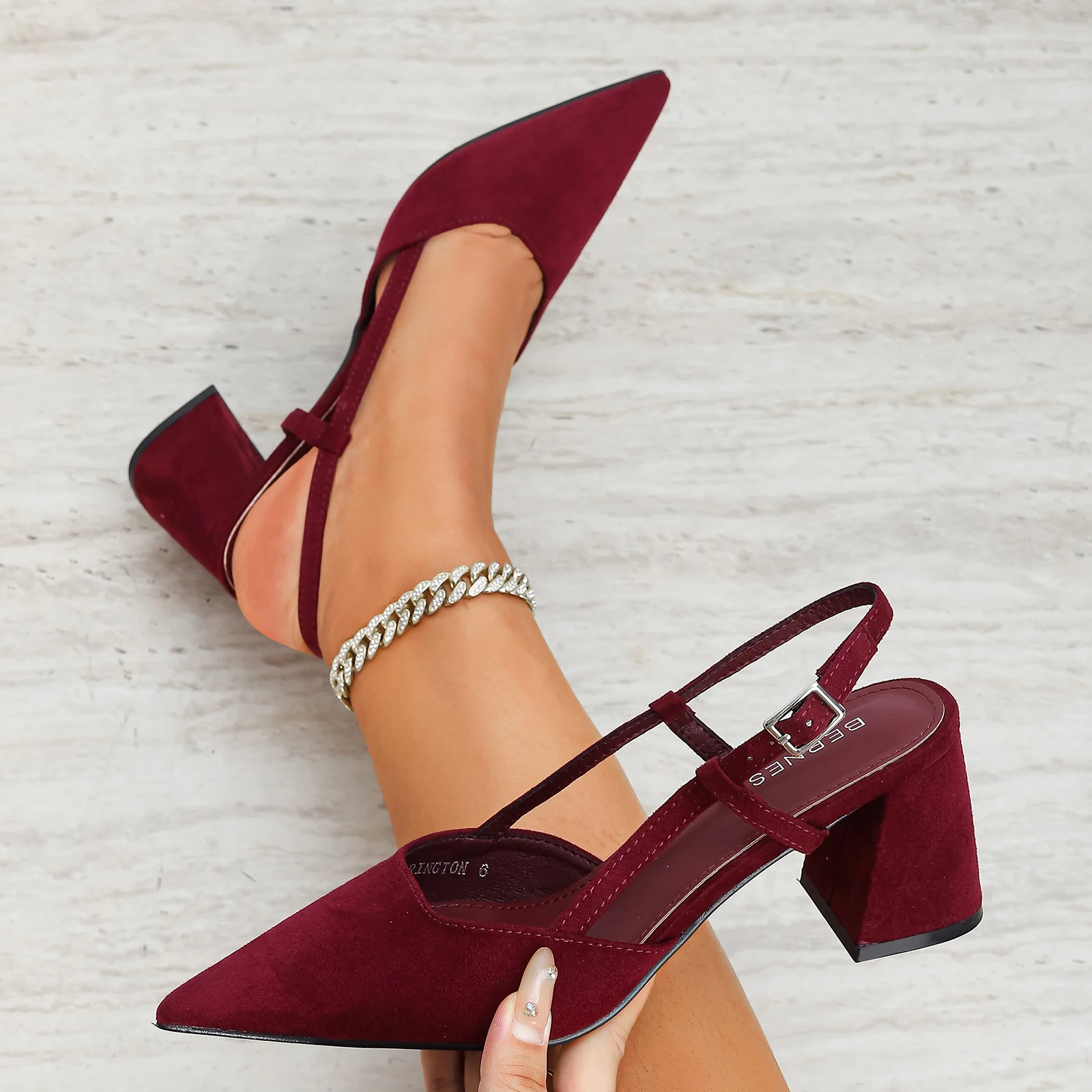 Carrington Suede Slingback Block Heel Pumps - Image 10