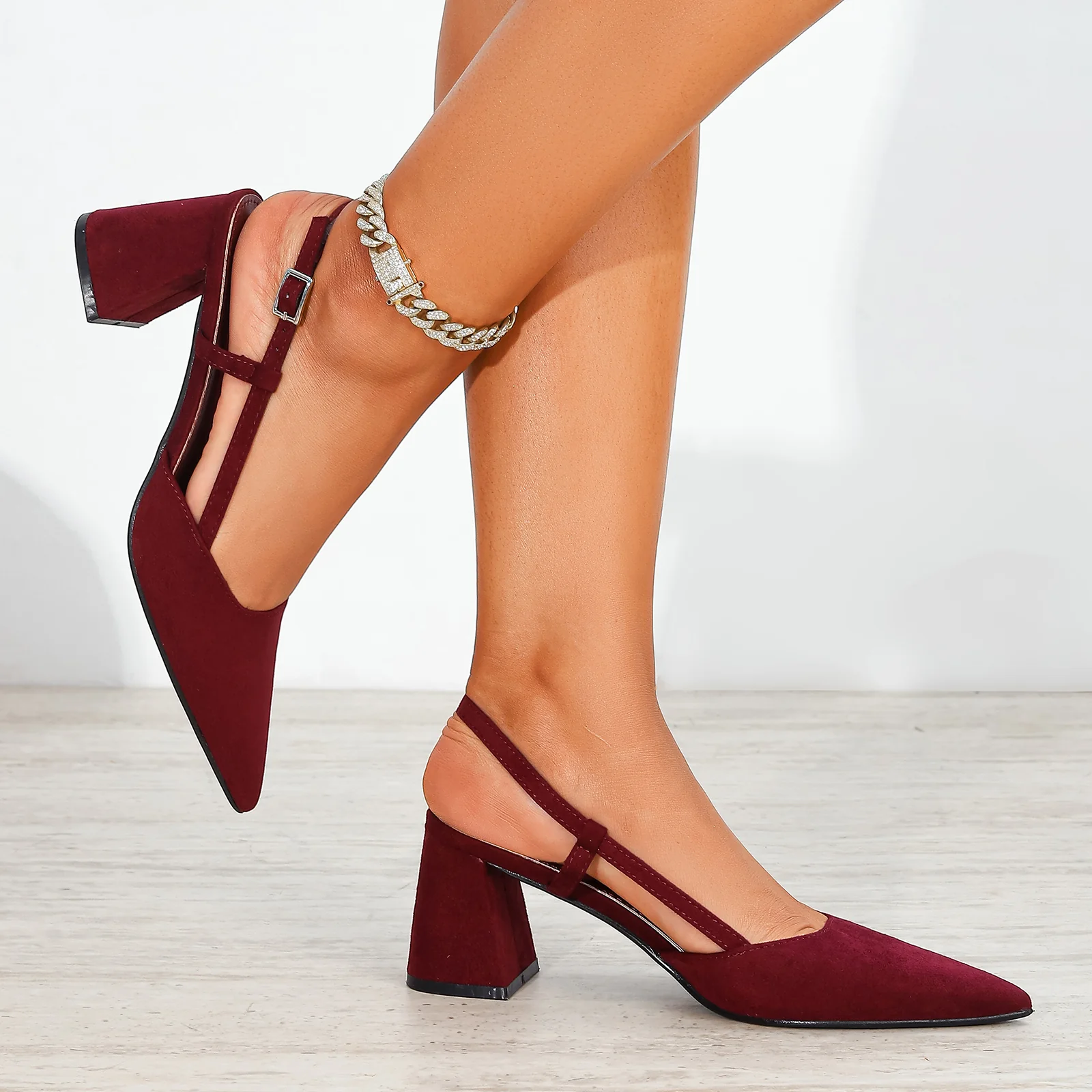 Carrington Suede Slingback Block Heel Pumps - Image 12