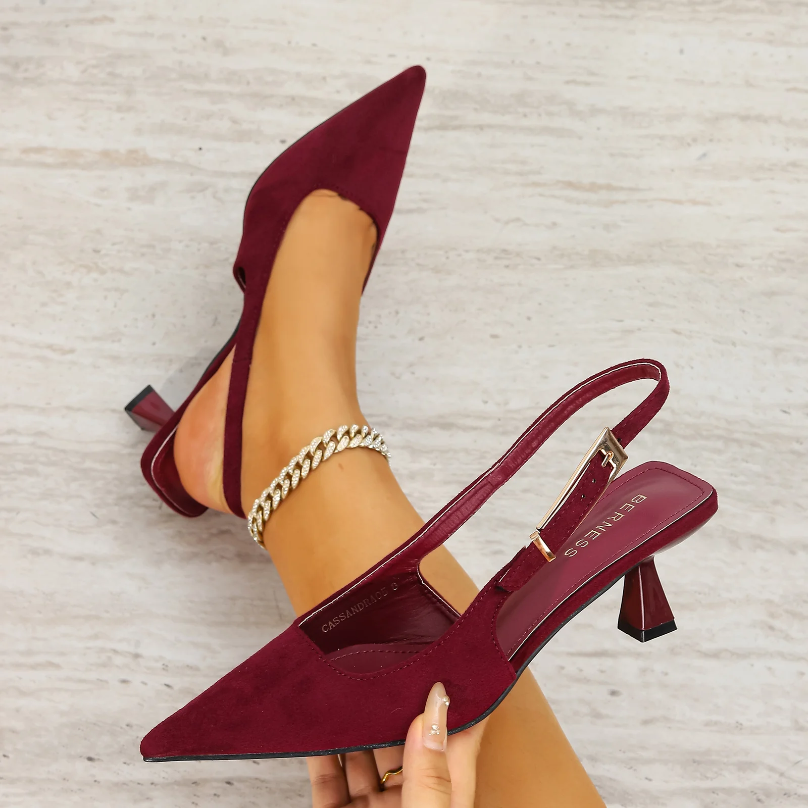Cassandra Slingback Heels with Suede Finish - Image 18