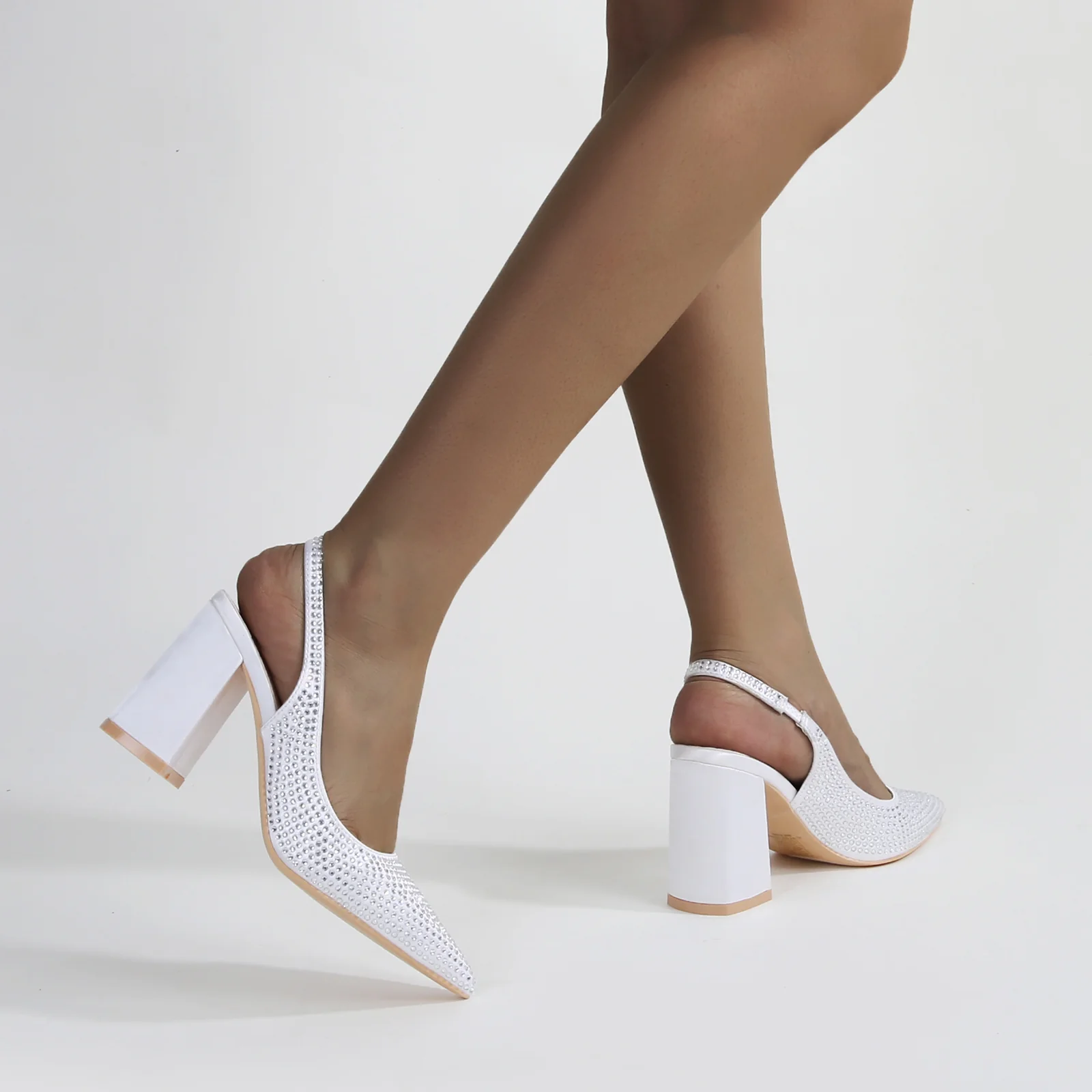 Catalina Rhinestone Embellished Slingback Block Heels - Image 18