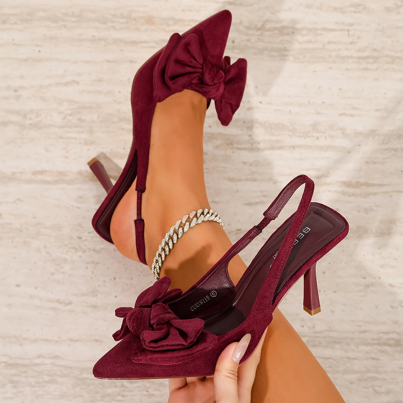 Christie Suede Bow Slingback Pump Heels - Image 18
