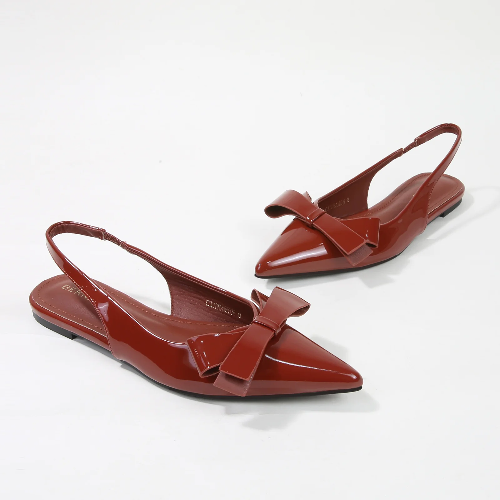 Cinnamon Point Toe Slingback Flats with Oversize Bow - Image 22