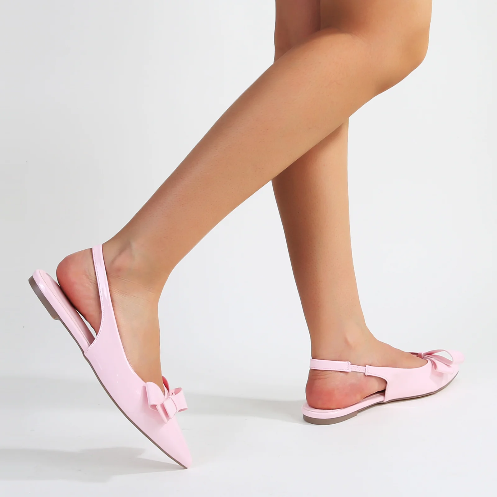 Cinnamon Point Toe Slingback Flats with Oversize Bow - Image 5