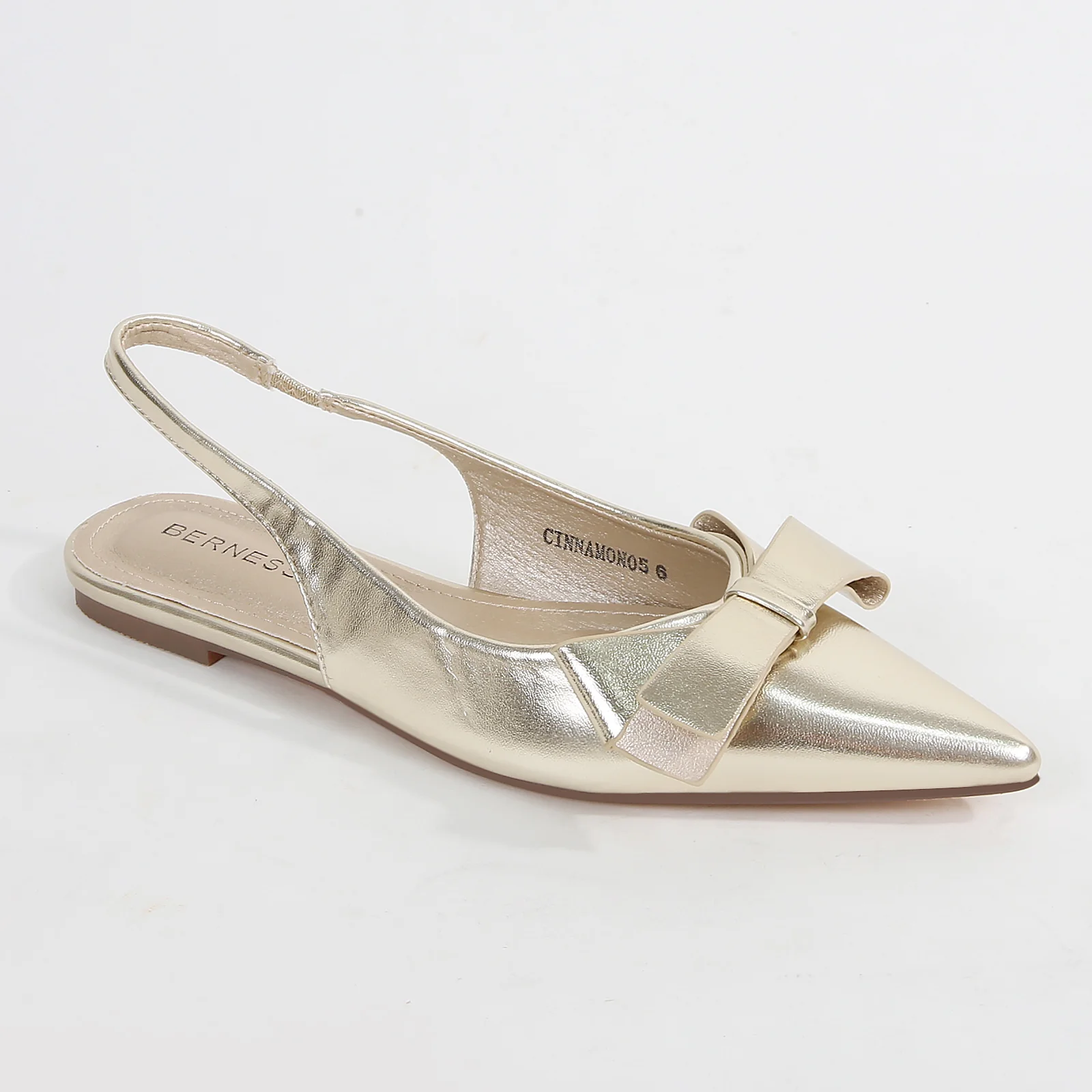Cinnamon Vegan Leather Slingback Flats with Bow Detail - Image 17