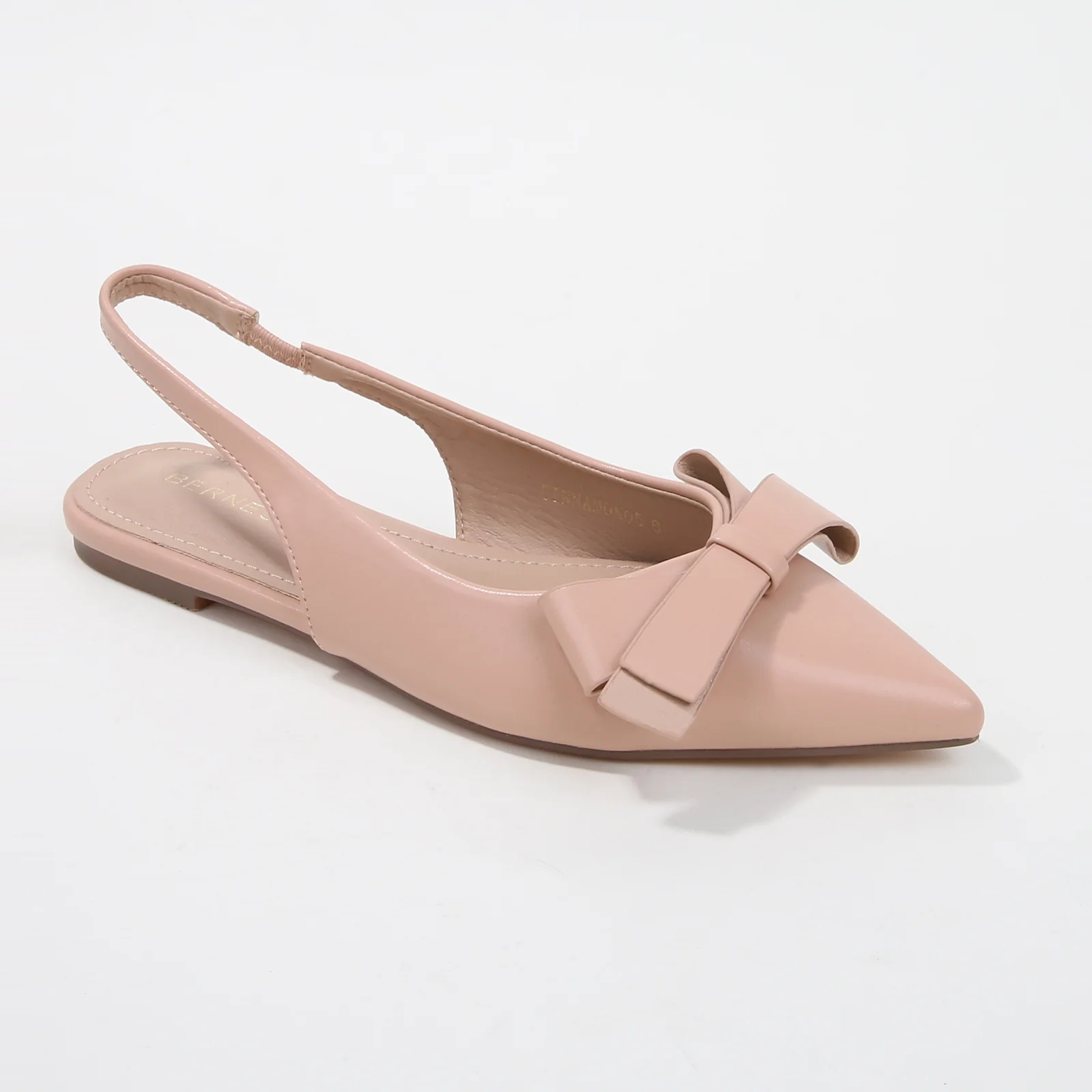 Cinnamon Vegan Leather Slingback Flats with Bow Detail - Image 9