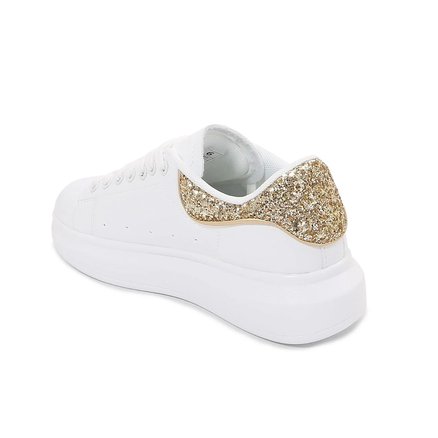 Classic White Sneakers with Glitter Sparkling Twist - Image 3