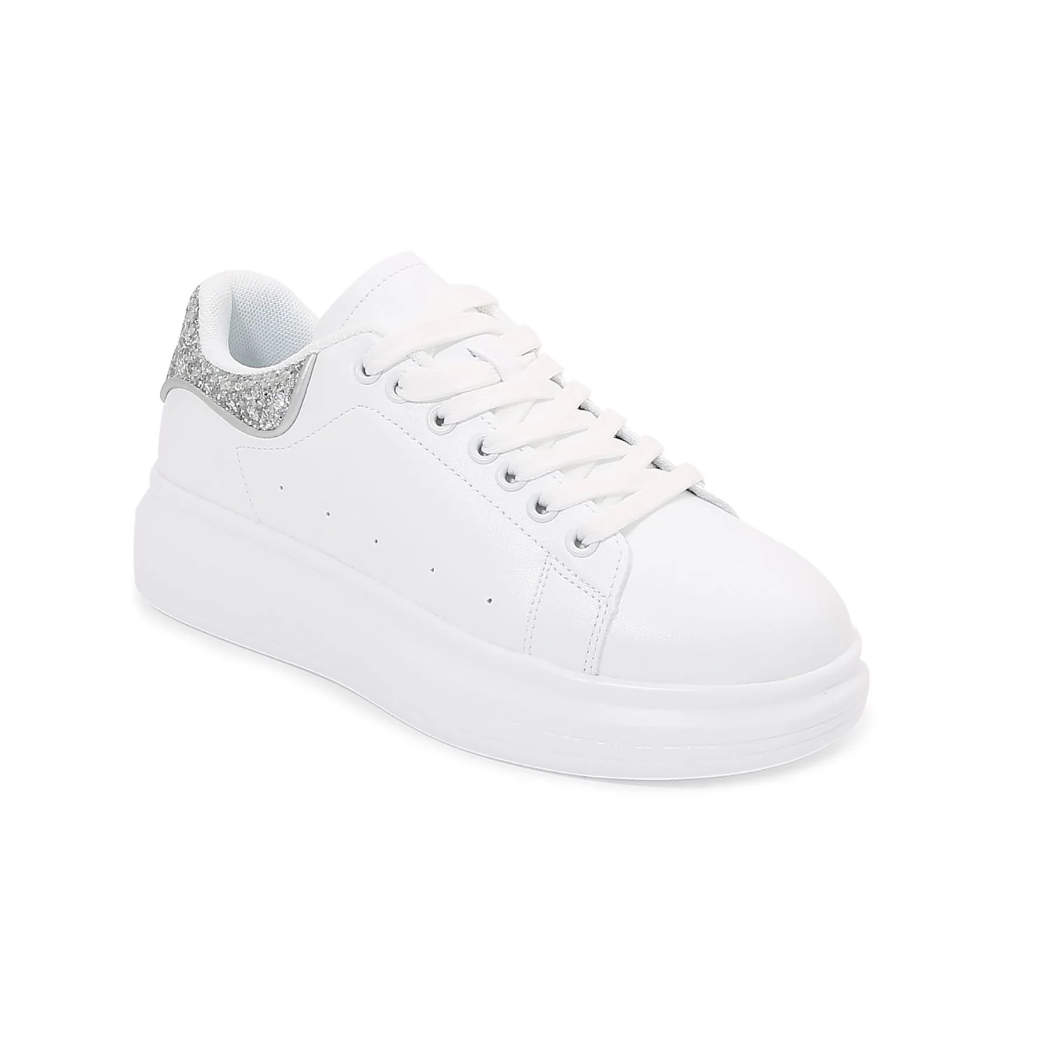 Classic White Sneakers with Glitter Sparkling Twist - Image 6