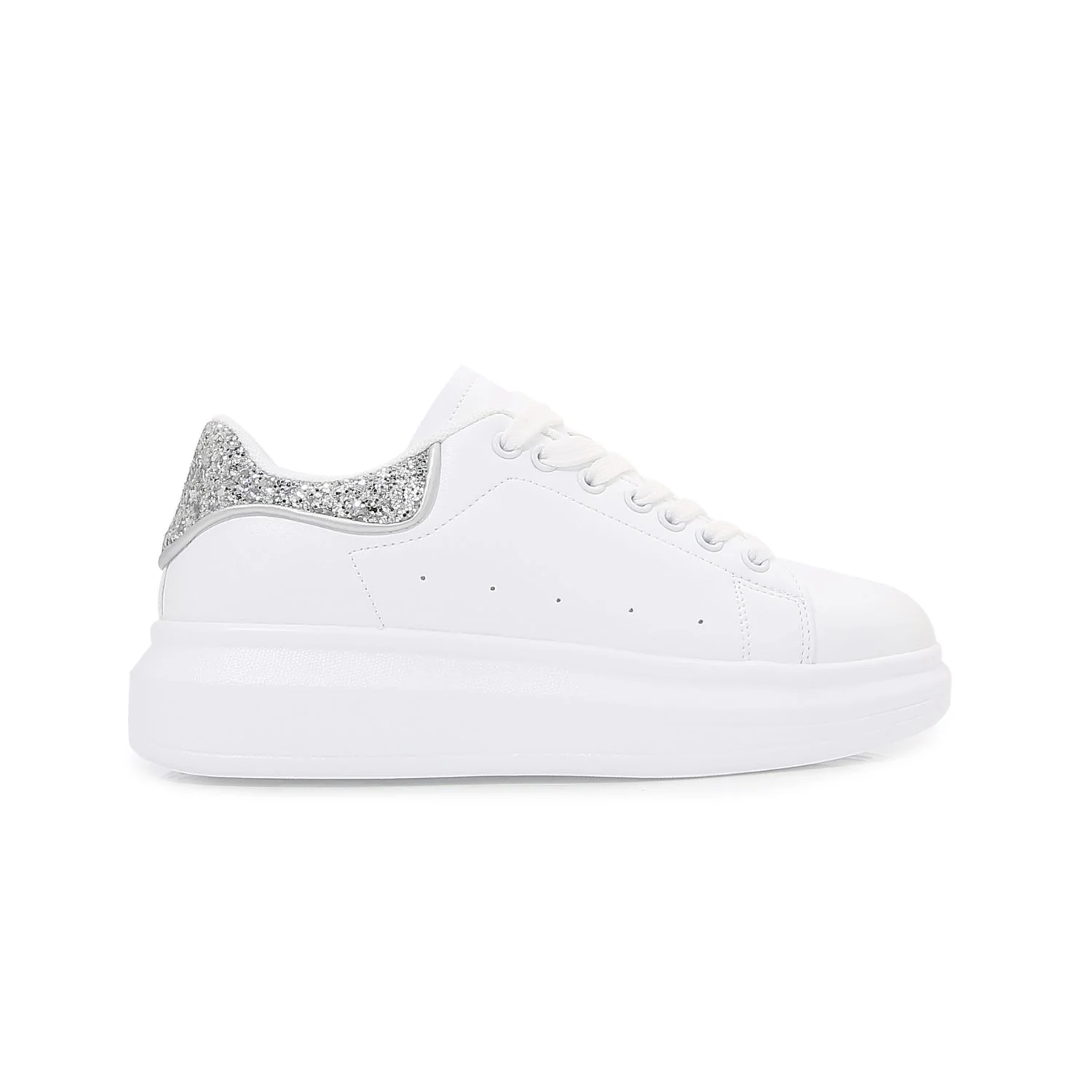 Classic White Sneakers with Glitter Sparkling Twist - Image 7