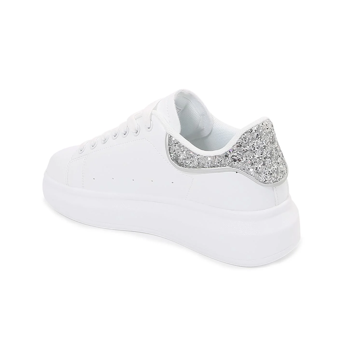 Classic White Sneakers with Glitter Sparkling Twist - Image 8