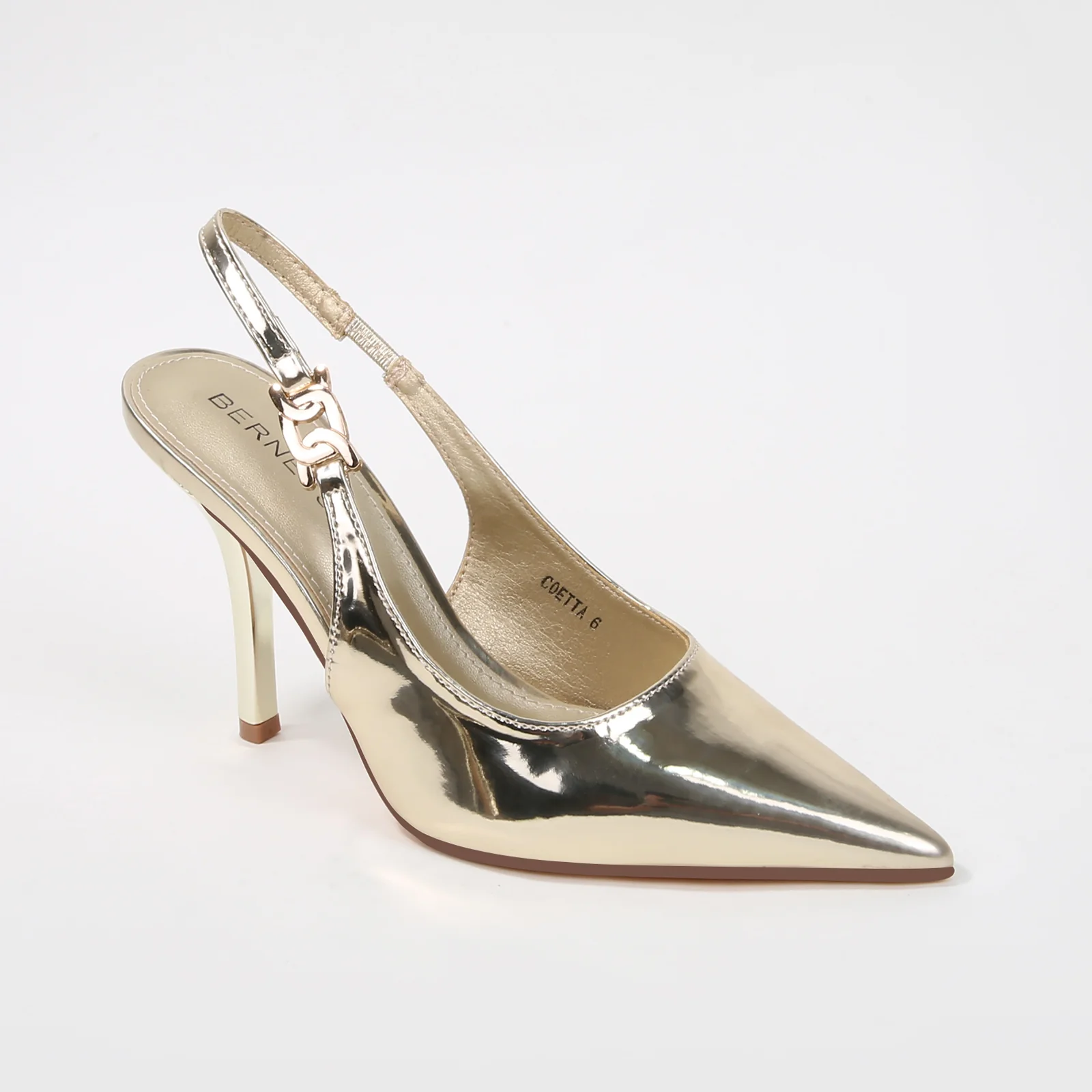 Coetta Patent Chain Accent Slingback Heels - Image 11